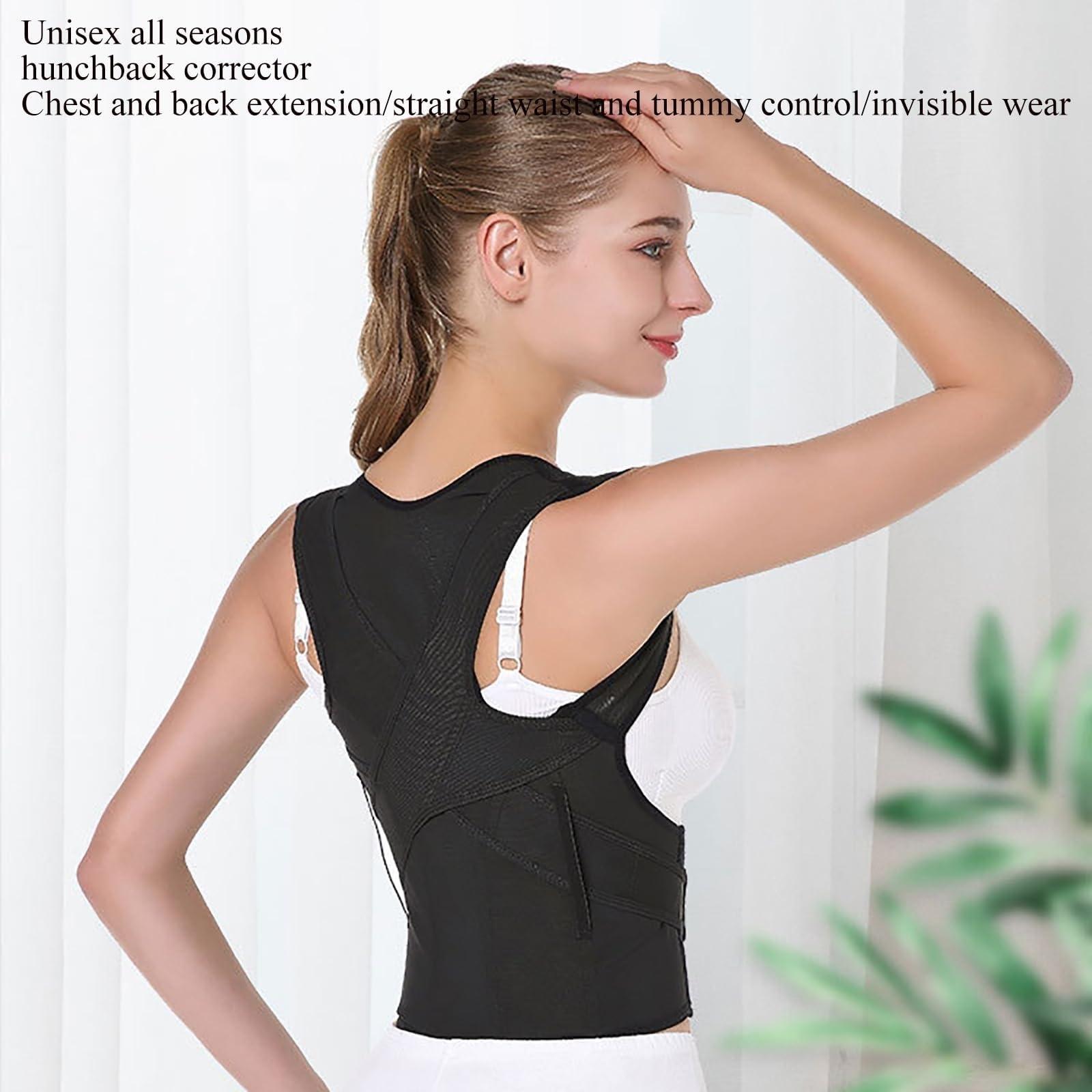 LUXRUB LUXRUB Invisible Posture Corrector Adjustable Full Back Support Teenage Students Hunchback Correction Straps Men Women Corset Orthopedic Vest Shoulder Straightener (Color : Black, Size : 3X-Large)