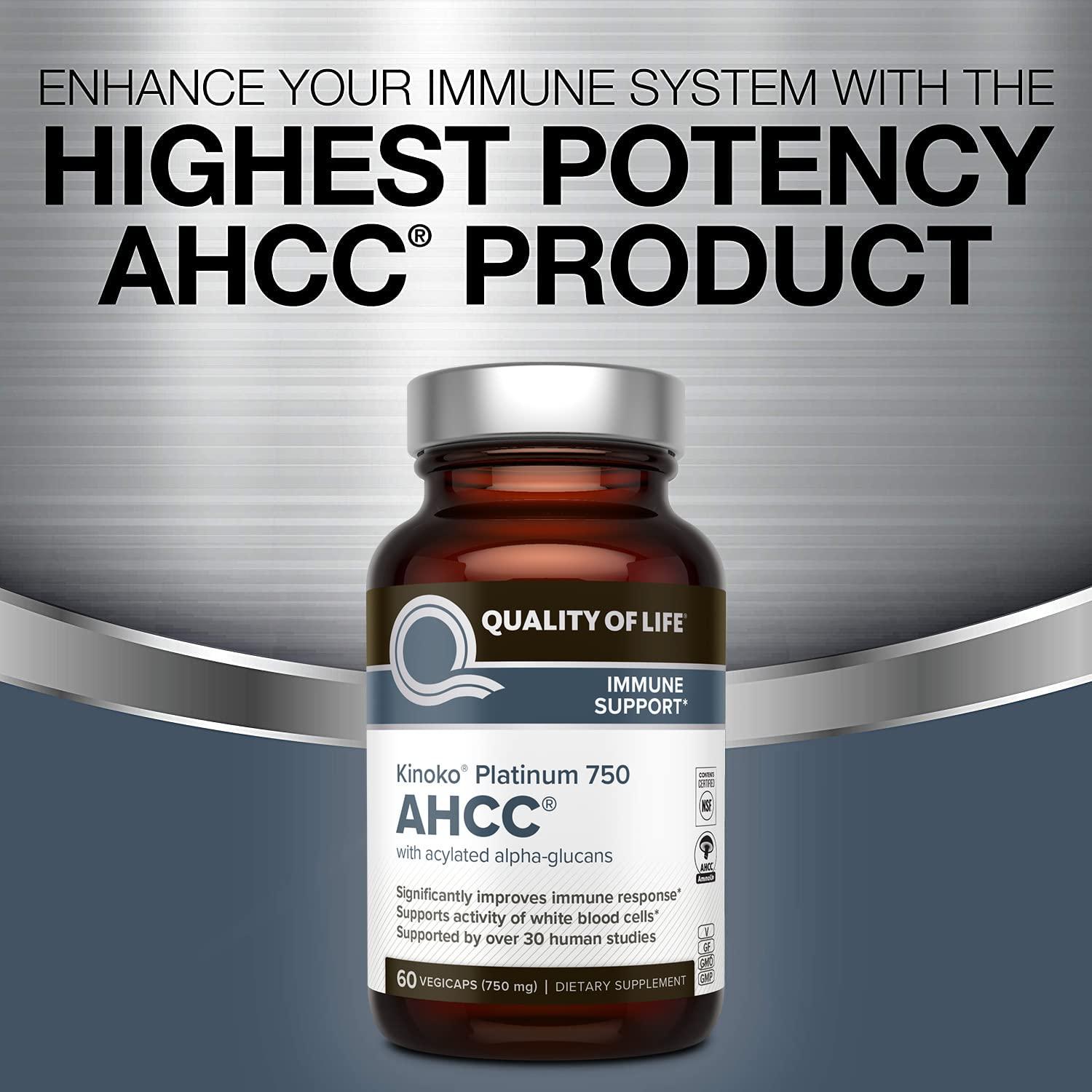 Quality of Life Quality of Life - Kinoko Platinum AHCC 750mg and Oligonol Lychee Extract - Immune Support and Healthy Aging