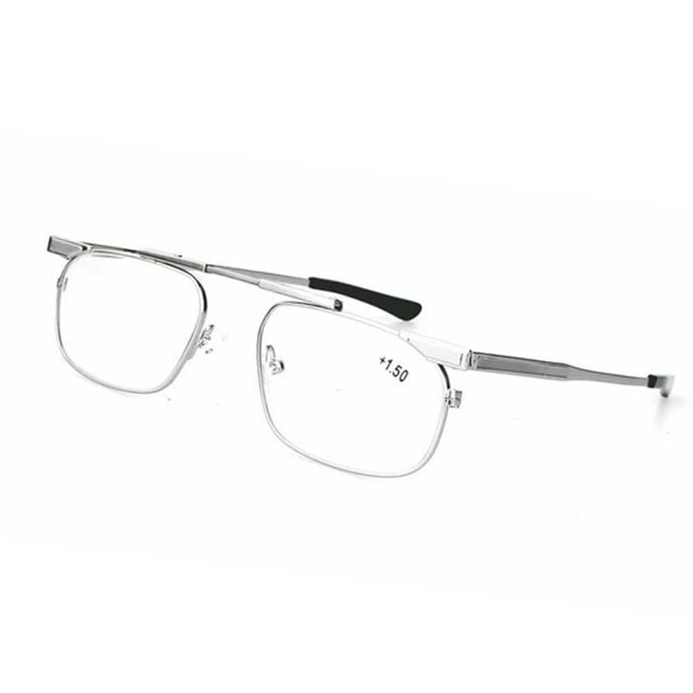 LKP LKP Presbyopia Glasses, Adjustable Reading Glasses Metal Frame Readers for Unisex Reading Eyeglasses Diopter +2.50 (Color : Silver, Size : +1.50)