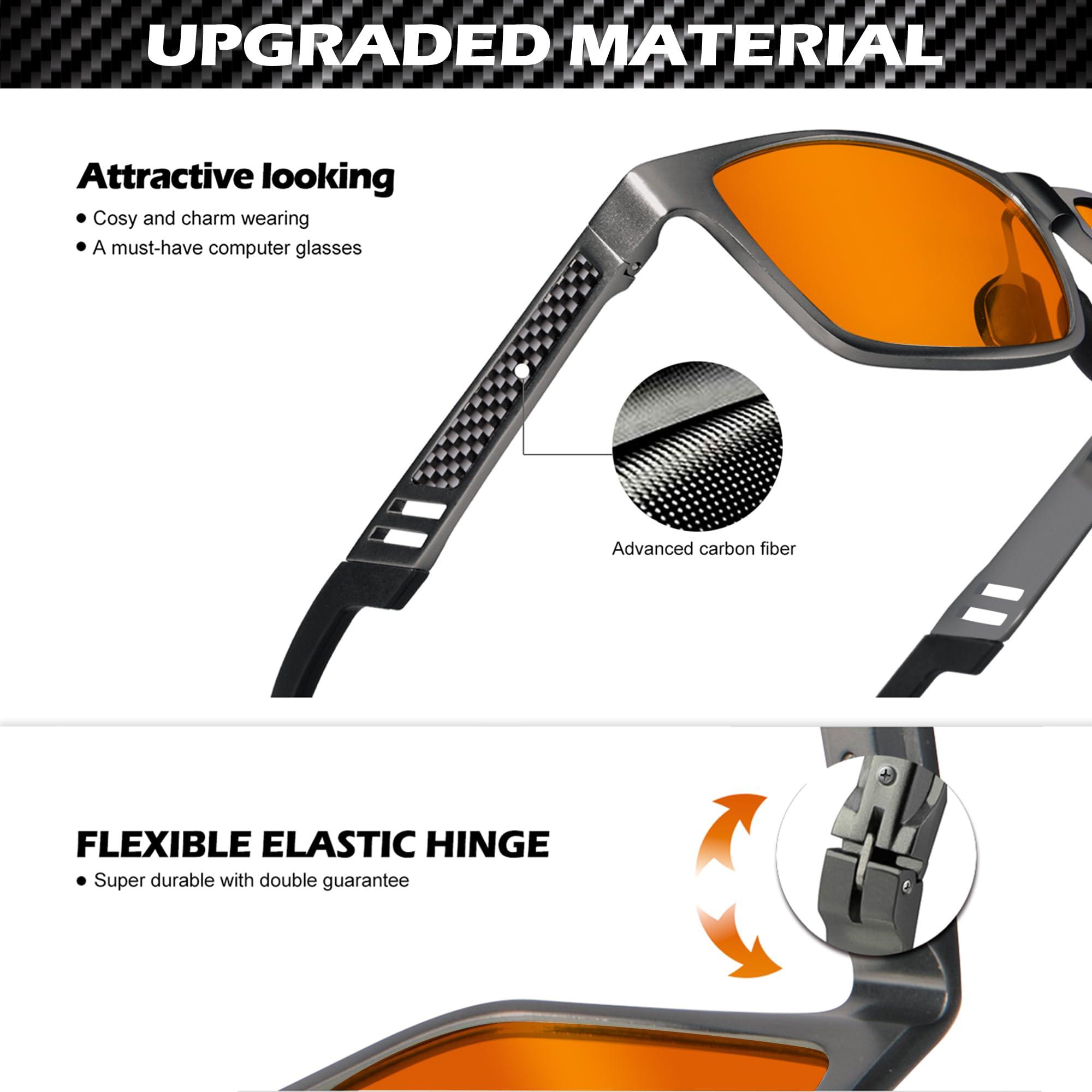 ANYLUV ANYLUV Gaming Glasses for Men Anti Blue Light Computer Glasses Rectangle Al-Mg Metal UV400 Mens Blue Light Filter Eyeglasses