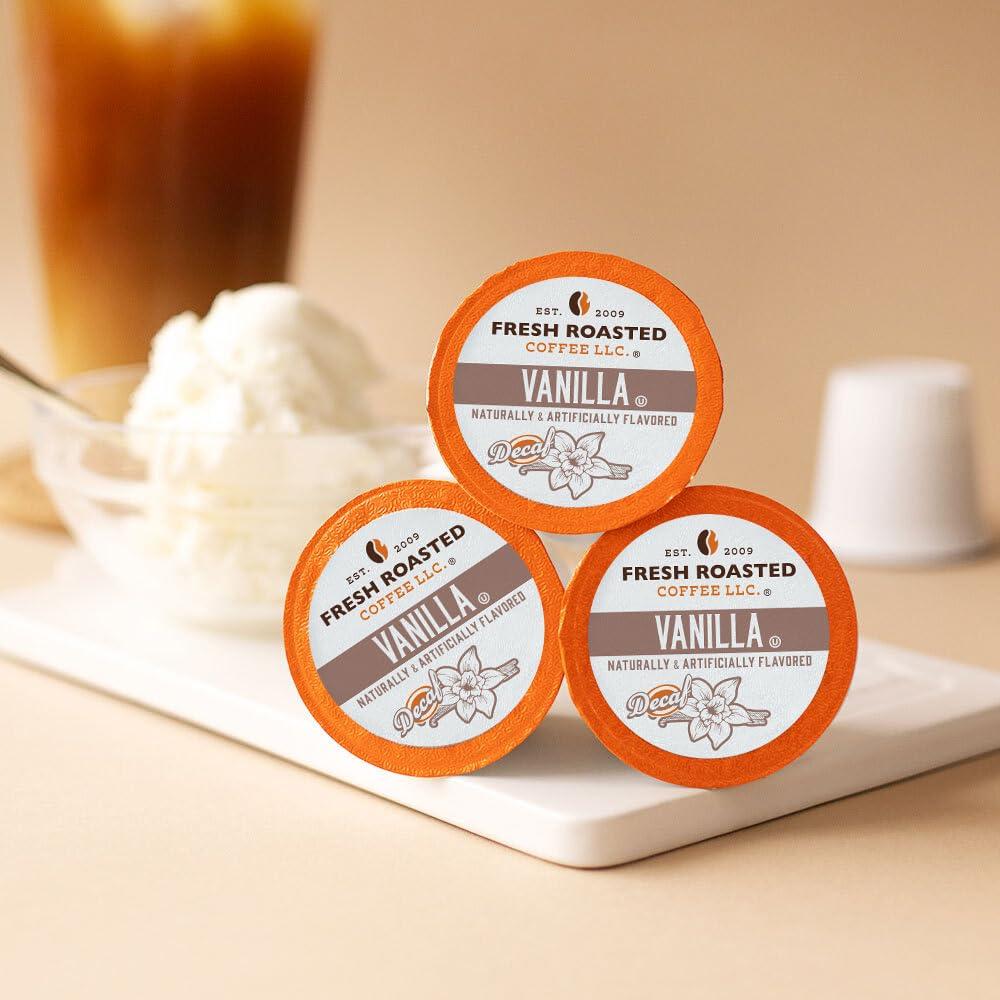 Fresh Roasted Coffee Fresh Roasted Coffee, Decaf Vanilla, Flavored Coffee Pods, 72 Count