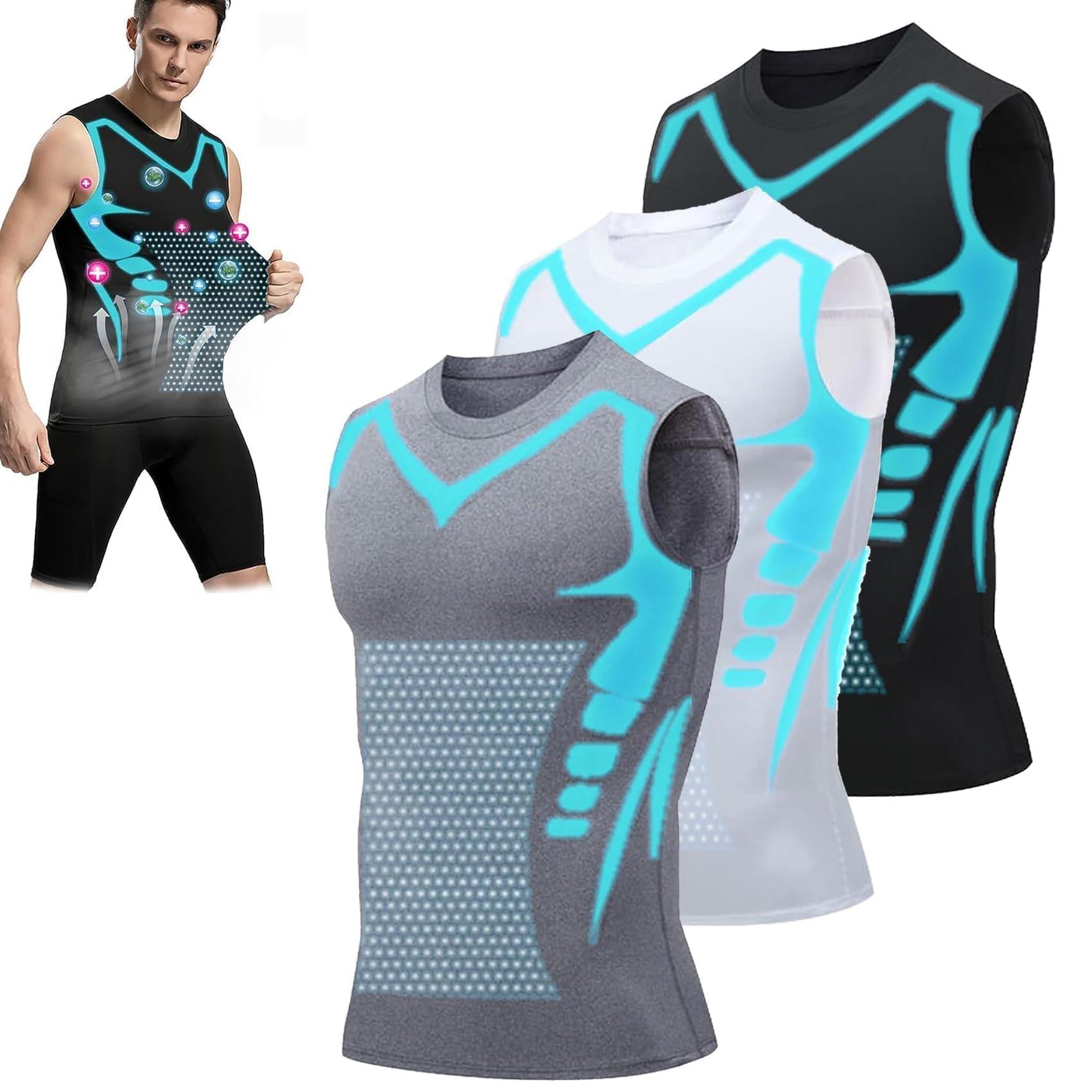 IOAIUYG Vitaboost Compression Shirt, Ionic Shaping Sleeveless Shirt, Vitaboost Confidence, Energy and Strength for You (Mix-3pcs,4X-Large)