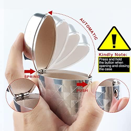 EZESO ESSENTIAL SKINCARE EZESO Glasses Case Spectacle Case Box Aluminum Lattice Nearsighted Eyeglass Case for Small Frame (2 pcs Lattice Silver)