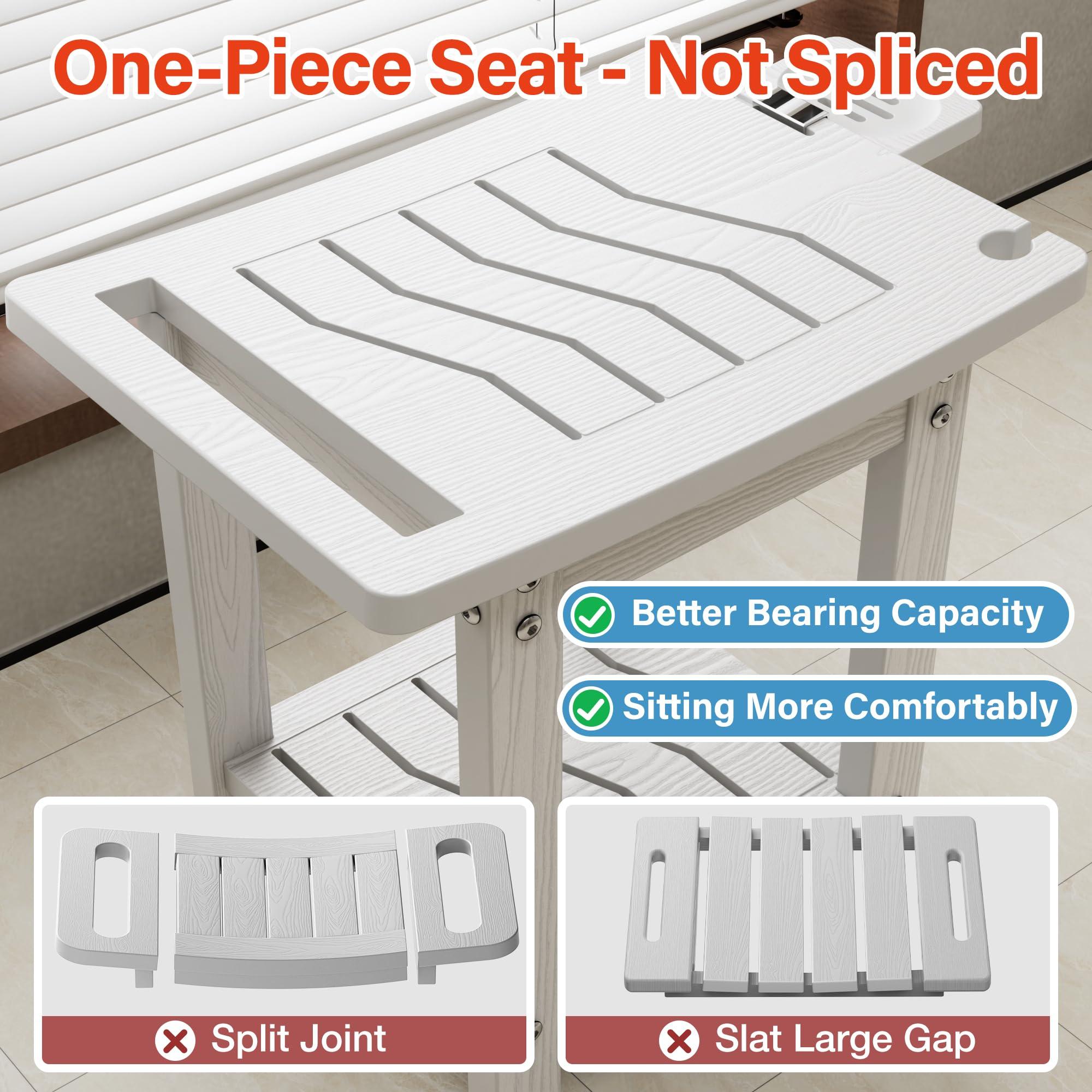 YEFU Elderly Shower Chair for Inside Shower: Shower Stool Waterproof Plastic White Small for Shaving Legs Bathtub Small Spaces - Shower Bench Seat for Adults Seniors Disabled