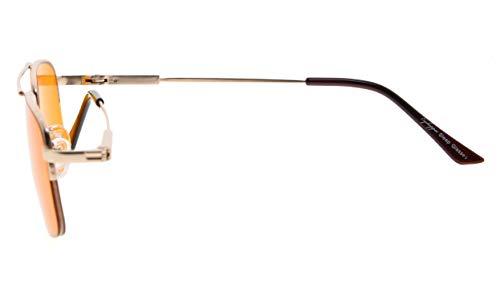 CessBlu CessBlu Half-Rim Titanium Anti Blue Light UV Glare Computer Eyeglasses for Men Women Nighttime Reading(Gold)+0