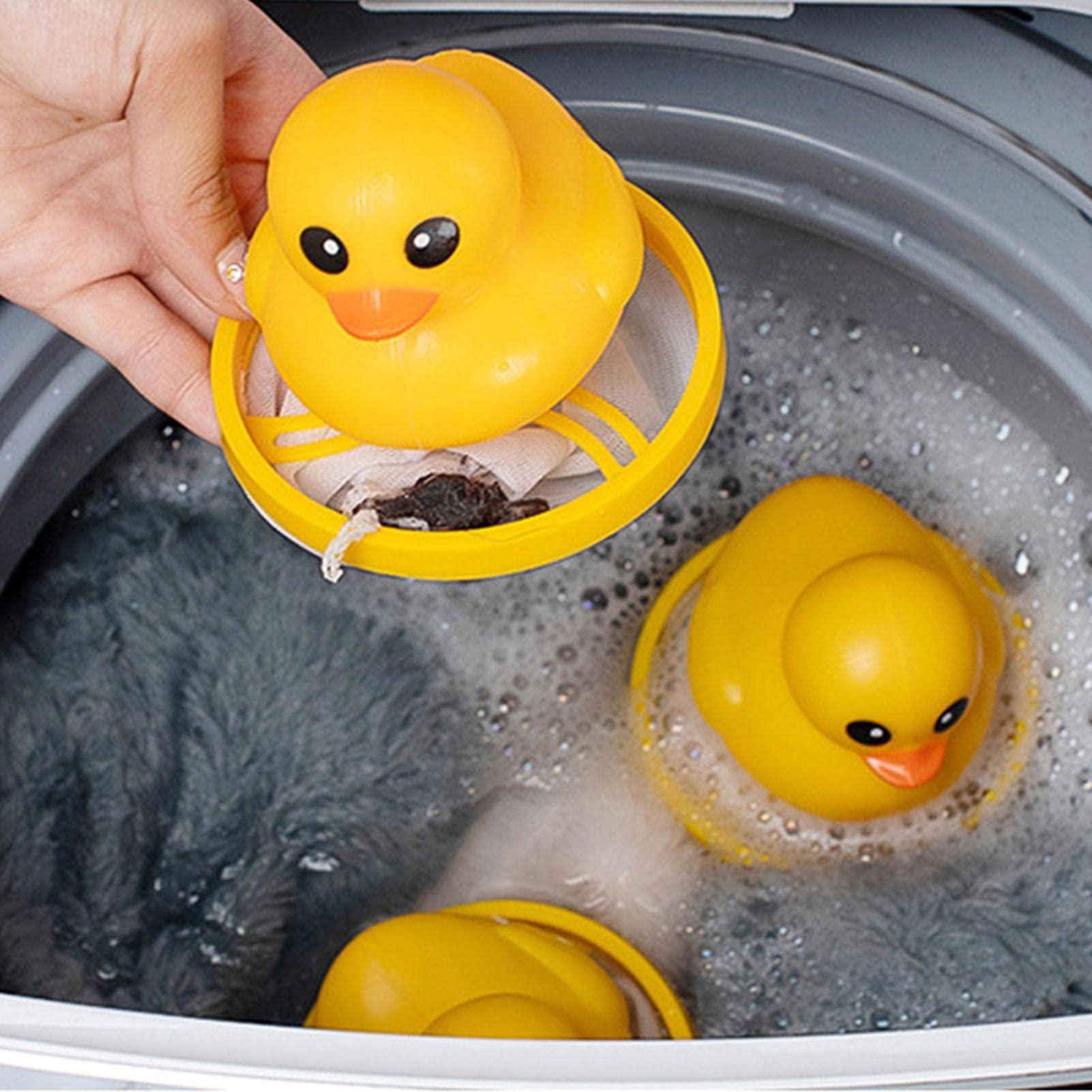 Kumprohu Kumprohu Laundry Pet Hair Catcher - Yellow Duck-Shaped Washing Machine Float Filter Mesh Bag - Washing Machine Floating Hair Remover, Hair Removal Ball, Lint Remover for Cat Dog Pet Hair, Debris