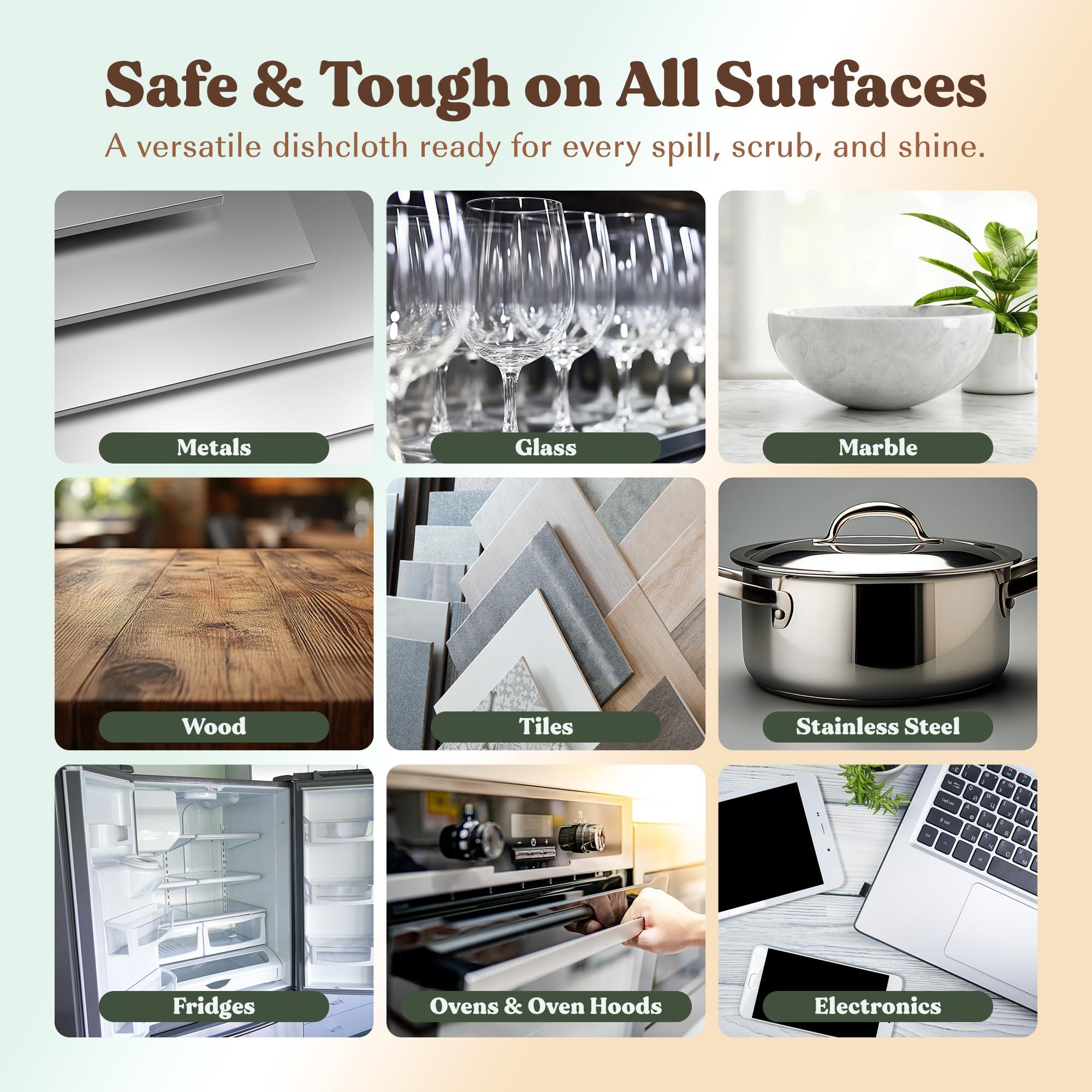 FEBU FEBU Swedish Dishcloths for Kitchen | 5 Pack Eastern Reusable Paper Towels Washable | Swedish Dish Towels | Non-Scratch Cellulose Sponge Cloths | No Odor, Biodegradable Cleaning Cloths