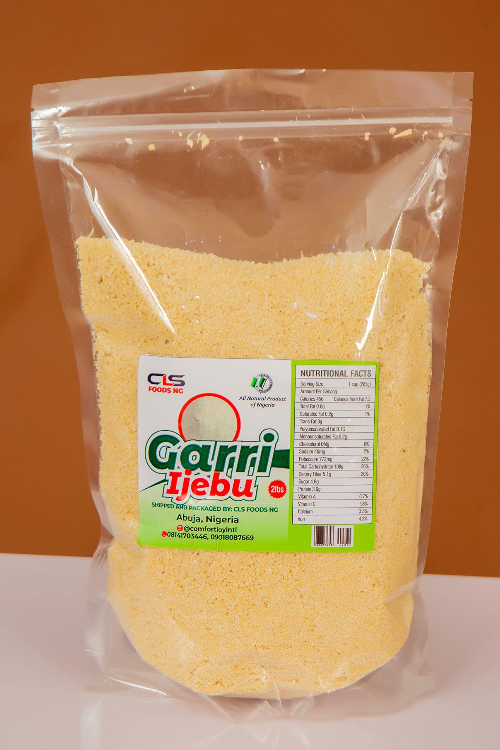 CLS FOODS NG CLS Food White Garri/Garri Ijebu 2lbs -Gluten Free Food - Gari Cassava Flakes- 100% All-Natural Organic Nigerian Food.