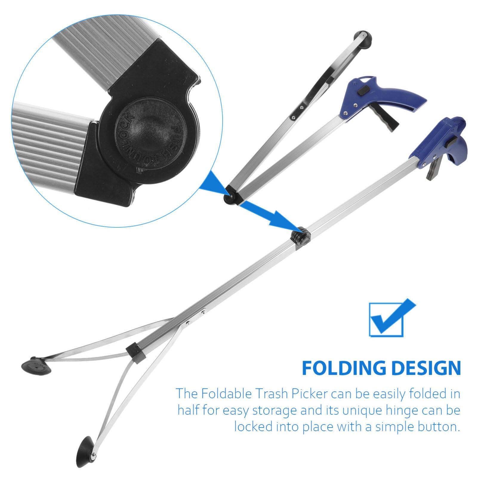 Garneck Garneck Trash Grabber Folding Trash Tongs Outdoor Fireplace Tools Trash Pick Clips Pincher Grab Tool Rubber Charcoal Handle Elder Grabber Pickup Tool