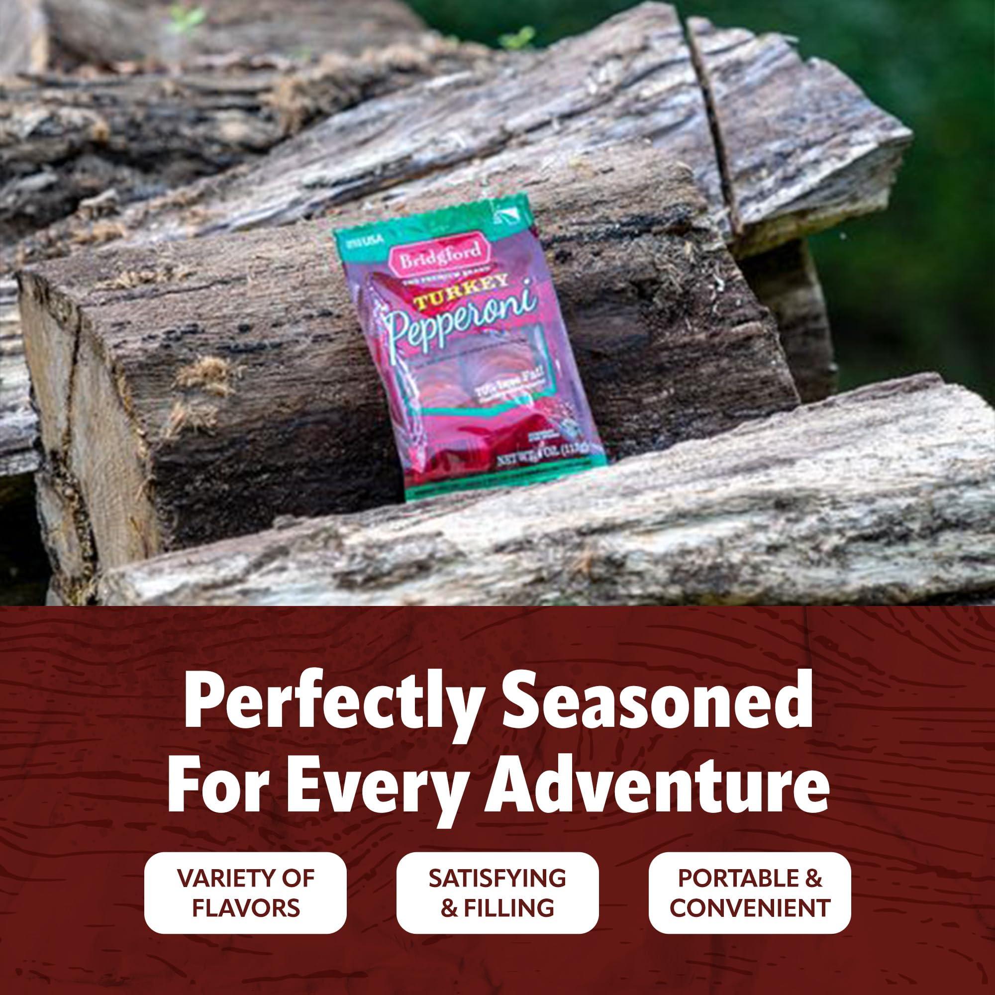 Bridgford Bridgford Sliced Turkey Pepperoni 4 oz Pack of 2 - Pepperoni Slices for Pizza and Sandwiches - Naturally Smoked Turkey Pepperoni for Low-Carb Keto Diets - Healthy Pepperoni Alternative for Snacking