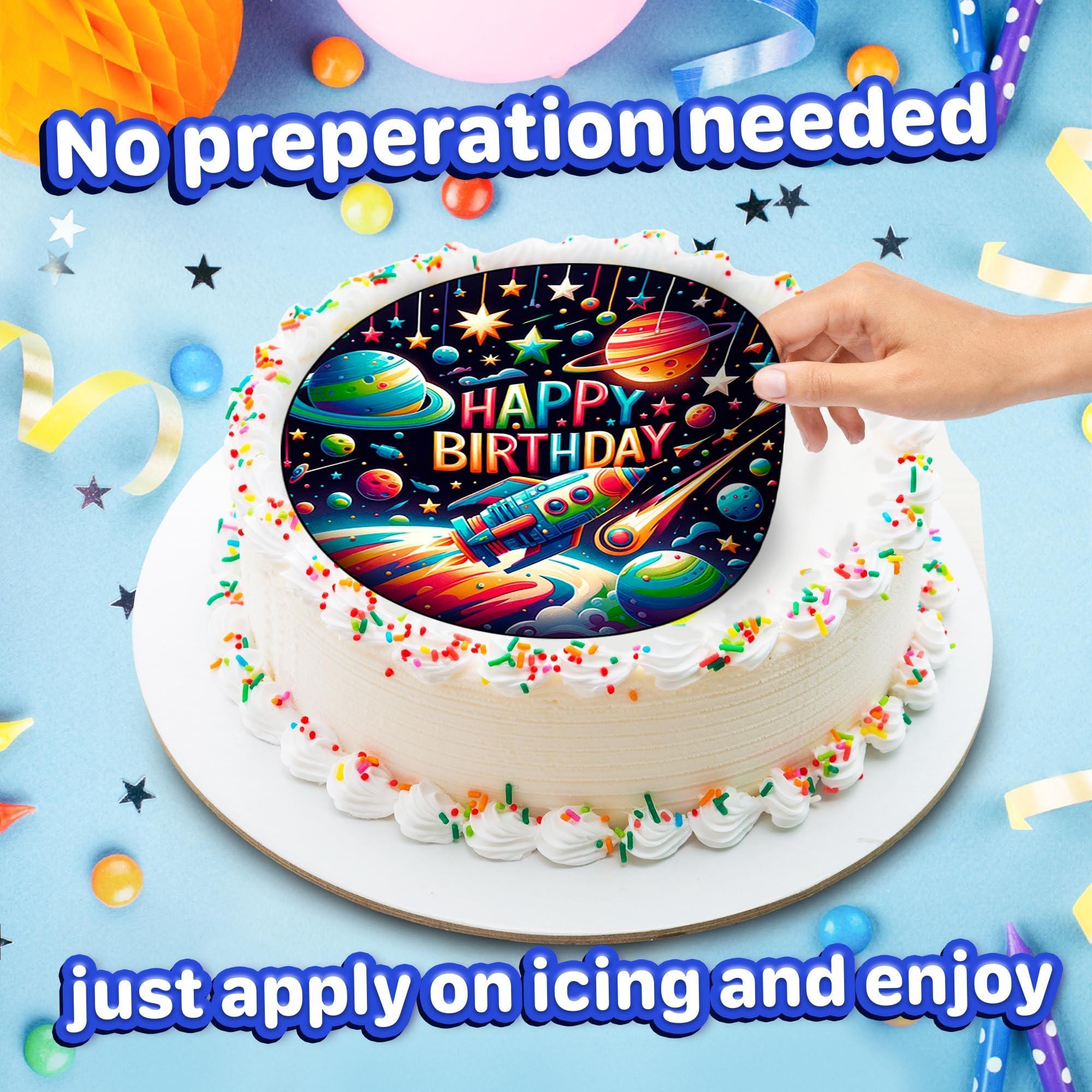 NATURAL BEHAVIOUR 7.5x Inch Edible Cake Toppers Space Themed Birthday Party Collection of Edible Cake Decorations
