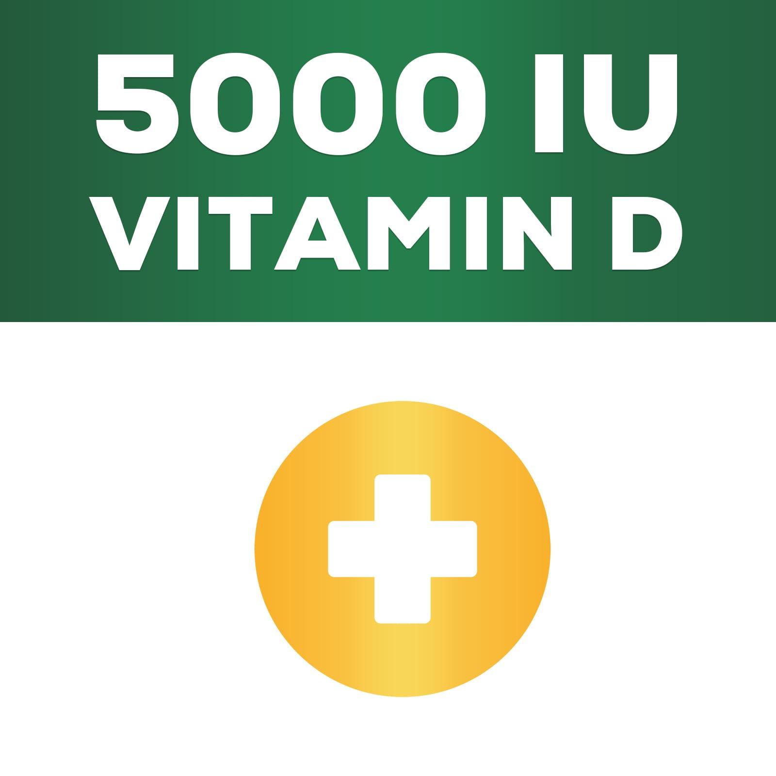 Nature's Nutrition Vitamin D3 Supplement 5000iu (125 mcg) - High Potency Vitamin D Dietary Supplement for Bone, Teeth, Muscle and Immune Health Support - Rapid Absorption D3 Softgel, Non-GMO, Gluten Free - 60 Softgels