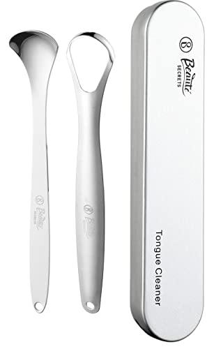 Beauté Secrets Beauté Secrets Tongue Cleaner Set With Travel Case for Men, Women and Kids, Silver