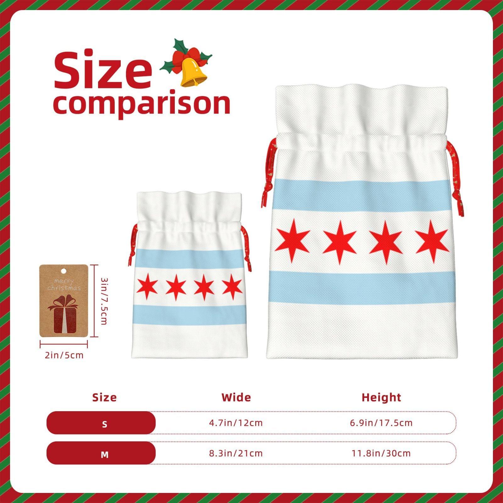 Generic Chicago Flag Christmas Gift Bags Holiday Gift Bags -Christmas Bags For Gifts For Christmas Party Decorations -Christmas Gift Wrap