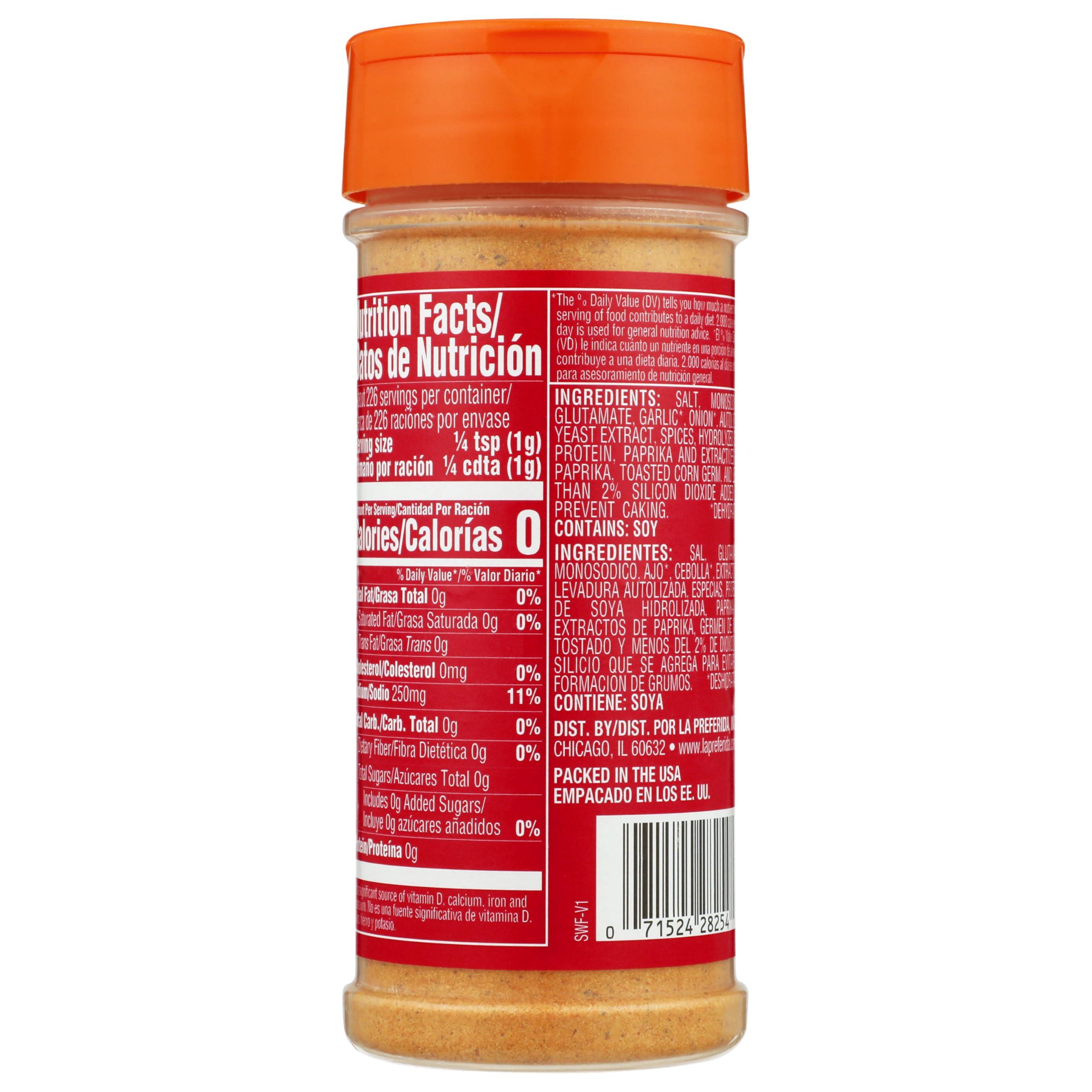 LA PREFERIDA La Preferida Sazon Seasoning, All-Purpose Mexican Spice Blend, Vegan, Bold Flavor of Paprika, Garlic, and Onion, One-Step Seasoning for a Fool-Proof Meal, 8 oz.