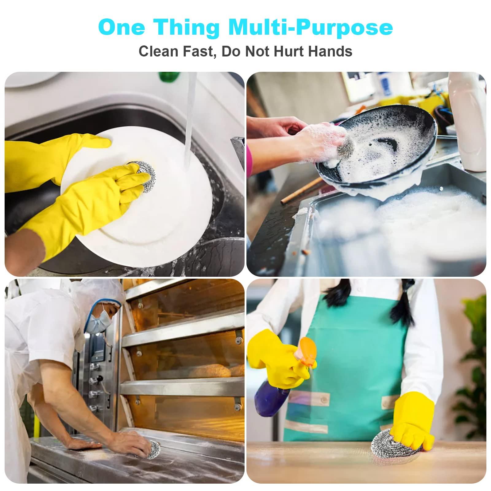 VOPTON 15 Pack Steel Wool Scrubber, Metal Kitchen Scrubbing Sponges, Dishwashing Scouring Pads Heavy Duty, Premium Stainless Steel Scrubbers for Cleaning Dishes Pots and Pans Bathroom Oven (Sliver) by VOPTON