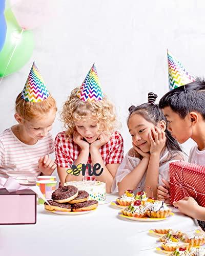 LeeLeeAn One Birthday Bee Cake Topper - Bumble bee Theme Baby first Birthday Party Gender Reveal Cake TopperGold Happy 1st anniversary cake topper