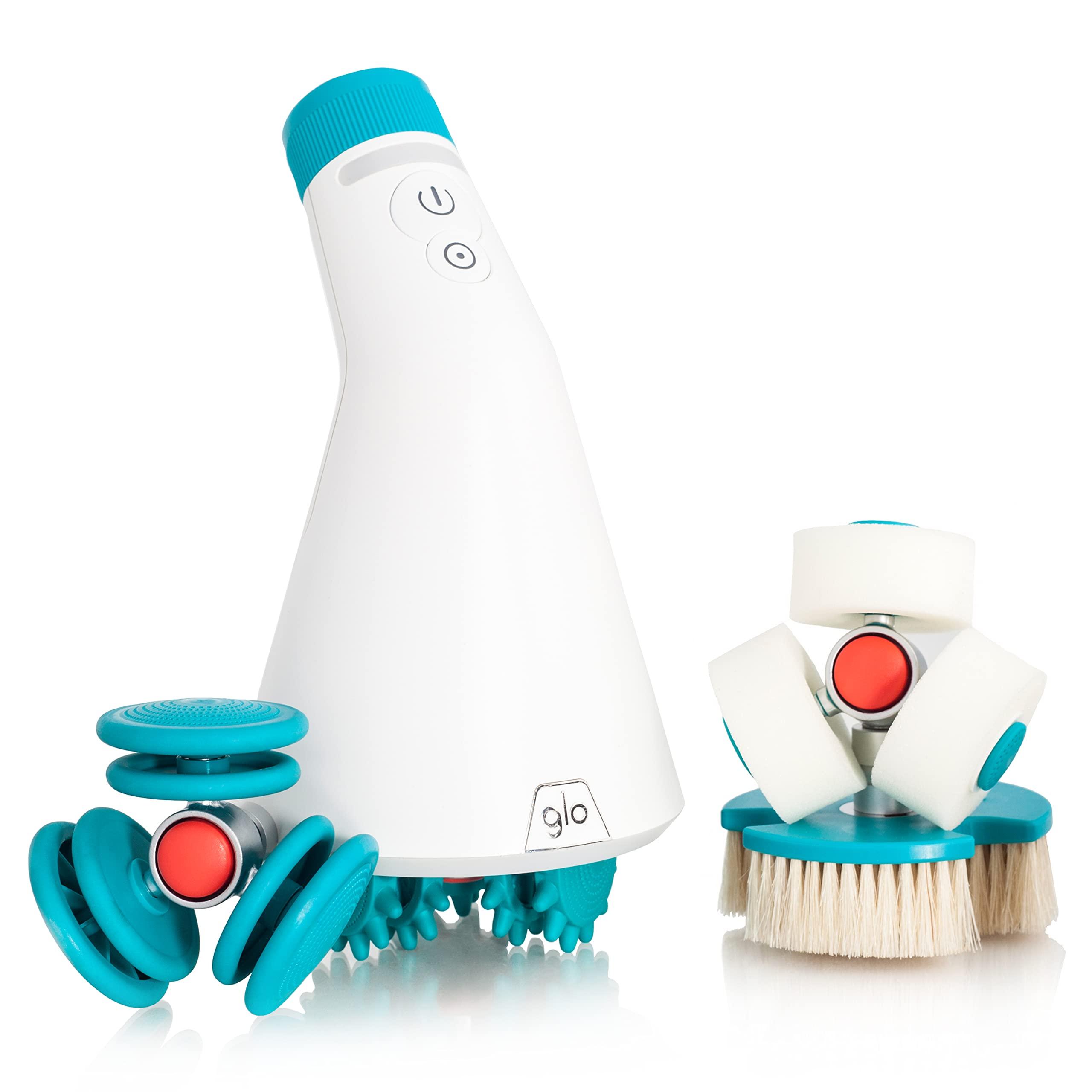 glo glo Glo910+ - Anti-Cellulite Massager - 4 Interchangeable Heads with Phototherapy for Exfoliation & Drainage - for Legs, Thighs, Buttocks & Muscles - Clinically Tested