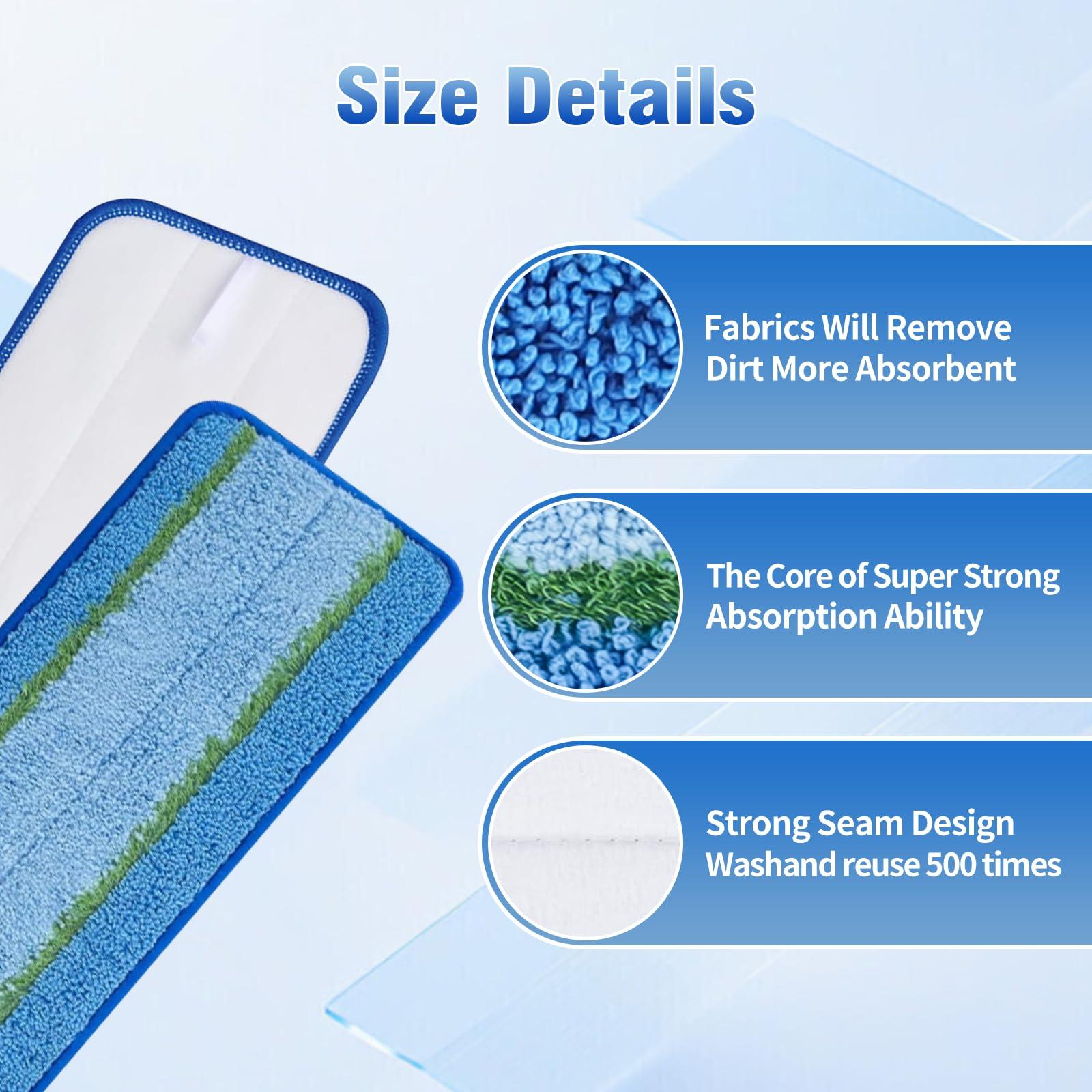 Hyphen-X 12 Pack Cleaning Mop Pads Replacement Part for Libman Freedom Spray Mop, Washable and Reusable Microfiber Spray Mop Replacement Head Reusable Wet Floor Cleaning Mop Pads