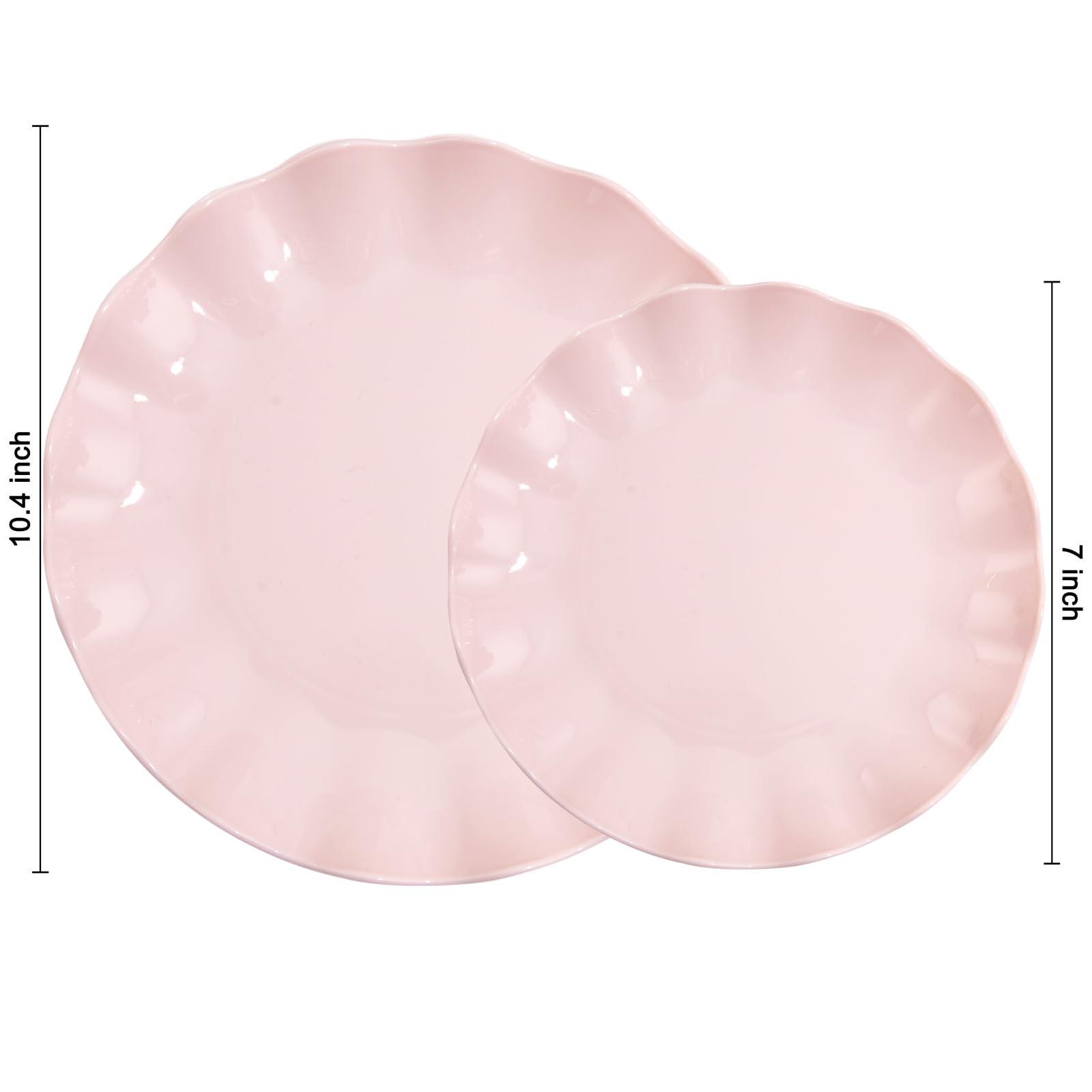 LIYH Love in your heart LIYH 24pcs Pink Plates Reusable, Pink Plastic Plates Durable and Microwave Dishwasher Safe, Baby Shower Plates, Light Weight Daisy Plastic Plates for Wedding Party Birthday