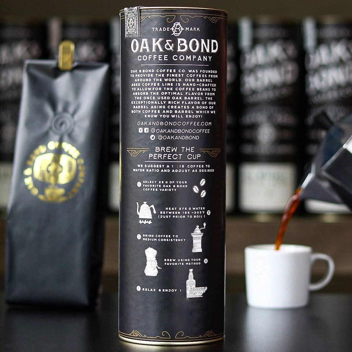 Oak & Bond Coffee Co. Scotch Whisky Barrel Aged Coffee, Colombia Single Origin Washed Whole Coffee Bean, Medium Roast w/ Flavor Notes of Milk Chocolate, Raspberry, Honey, Silky Scotch by Oak & Bond Coffee Co. – 10oz.