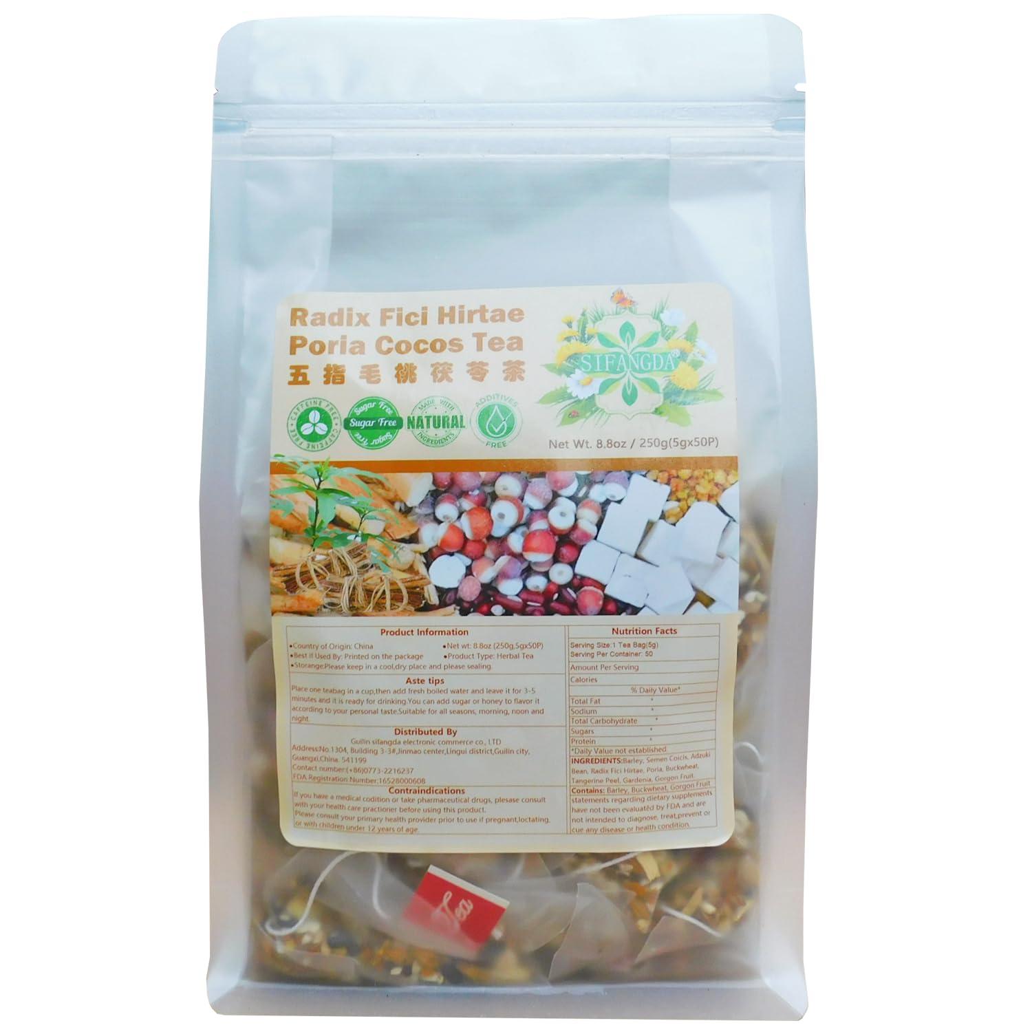 SIFANGDA SIFANGDA Radix Fici Hirtae Poria Cocos Tea 8.8oz(250g,5gx50P) Natural Chinese Herbal Tea