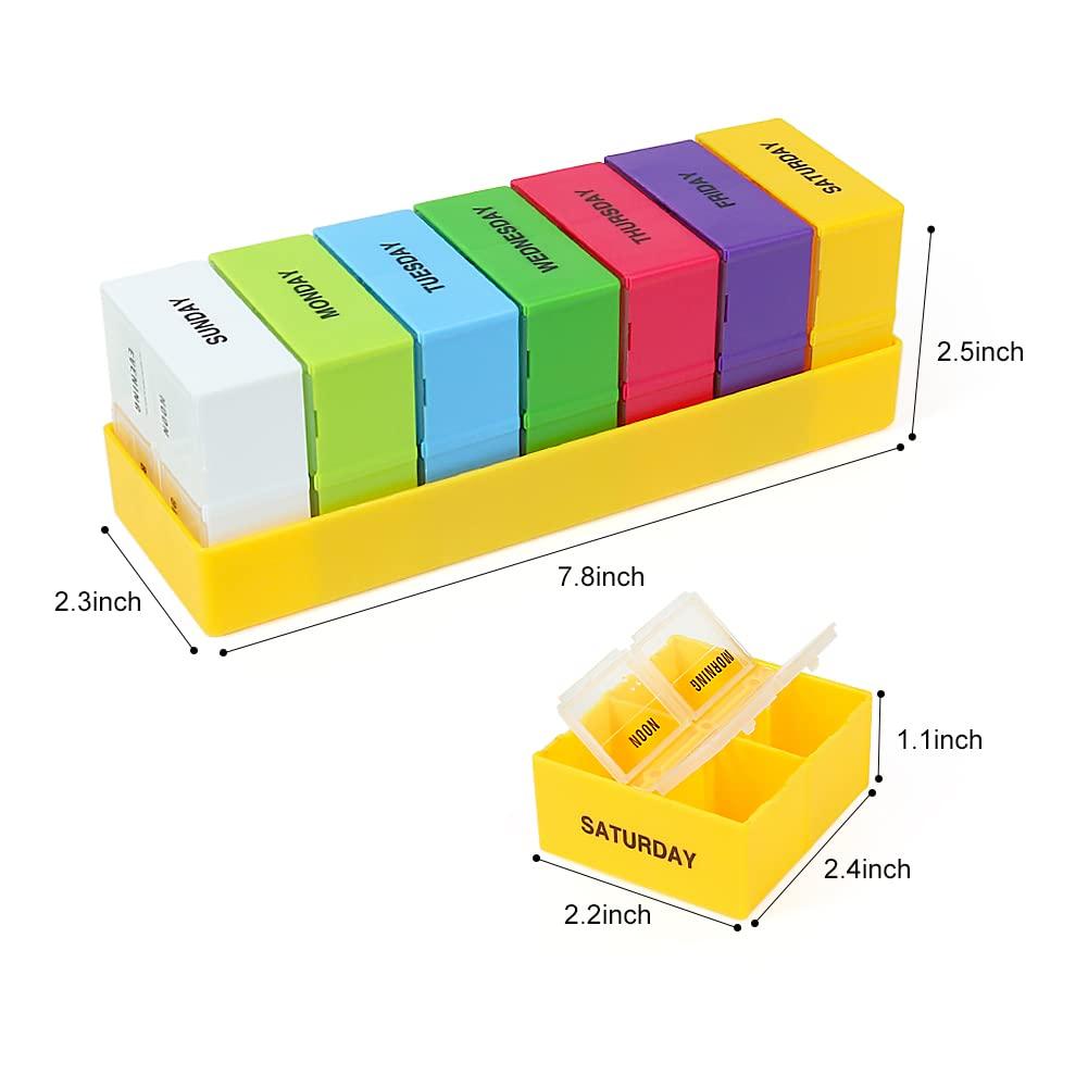 HRX Package HRX Package Weekly Deep Capacity Pill Organizer 4 Times a Day, 7 Day Large Pill Box Dispenser, AM/PM Pop-Out Pill Planner