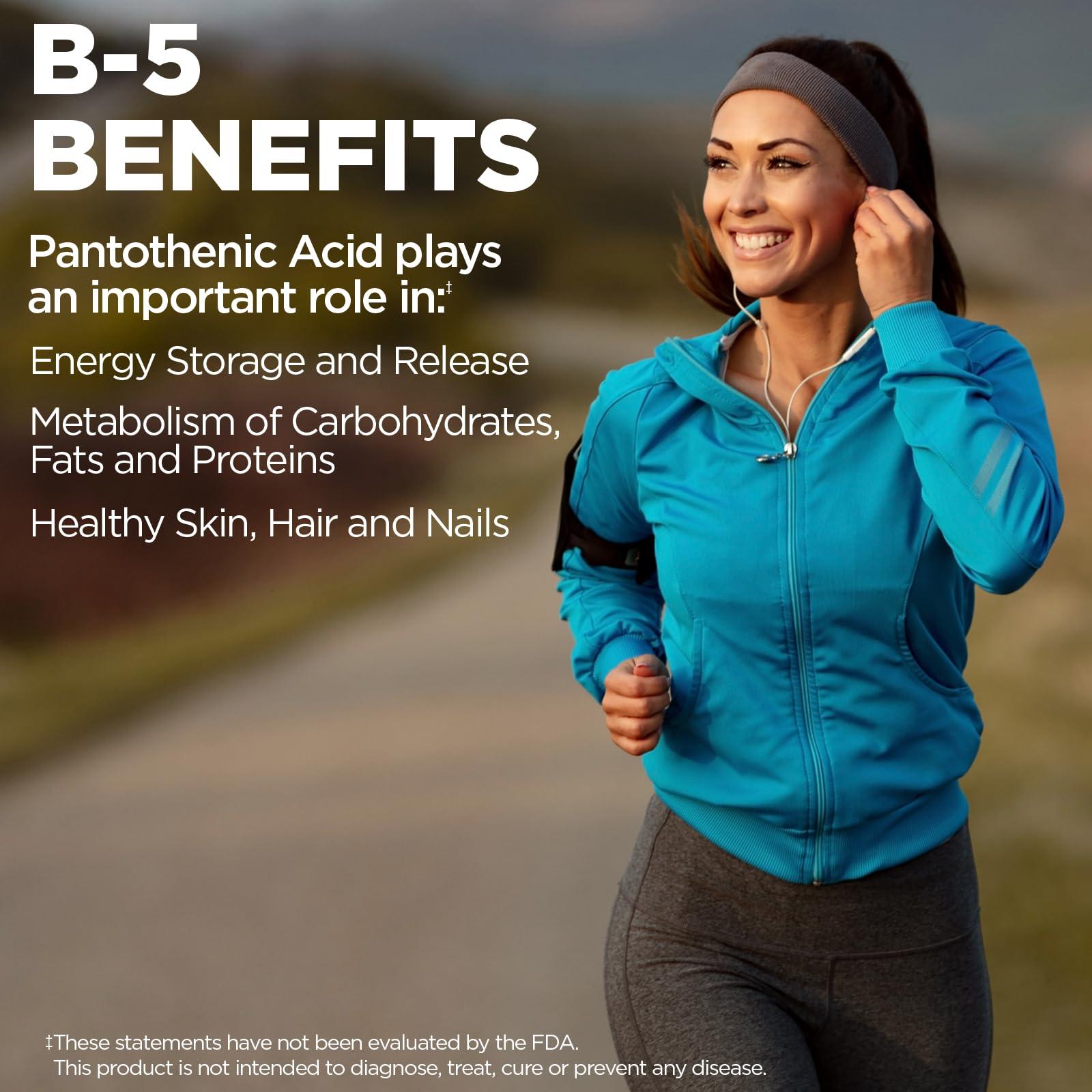 KAL KAL Pantothenic Acid 1000mg, Sustained Release Vitamin B5 - Energy Supplements - Supports Metabolism of Carbs, Fat and Protein, Hair and Skin Health, Vegan, 60-Day Guarantee, 50 Servings, 50 Tablets