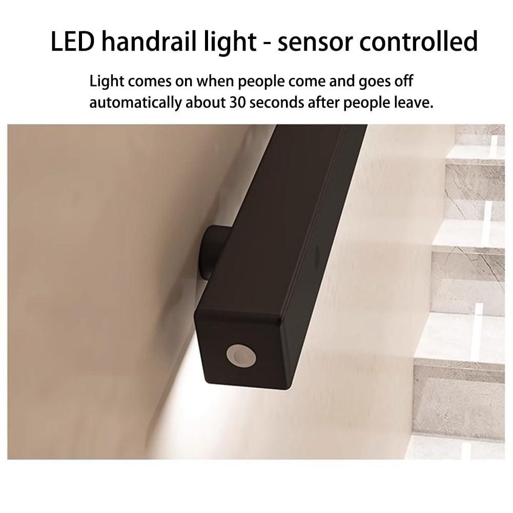 Sxlawesom LED Handrails Aluminum Safety Hand Rail Wall Mounted Stair Railing Handrail Home Corridor Wall lamp Indoor Stair Hand Railing (Color : Black, Size : 59\"/1.5m)