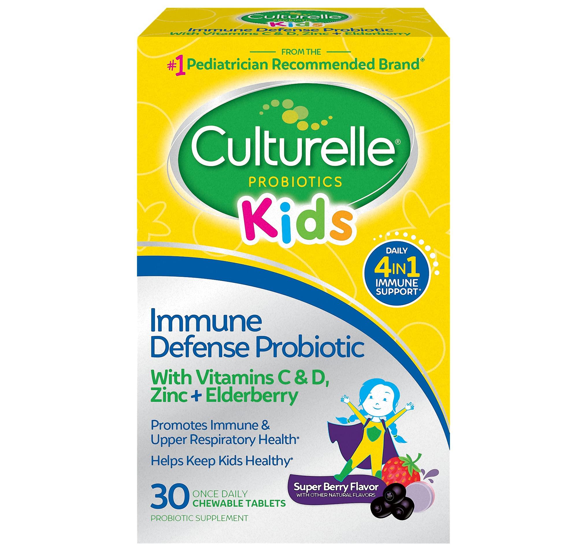 Culturelle Culturelle Immune Defense Probiotic with Vitamin C, Vitamin D and Zinc + Elderberry & Daily Probiotic for Kids + Veggie Fiber Gummies (Ages 3+)