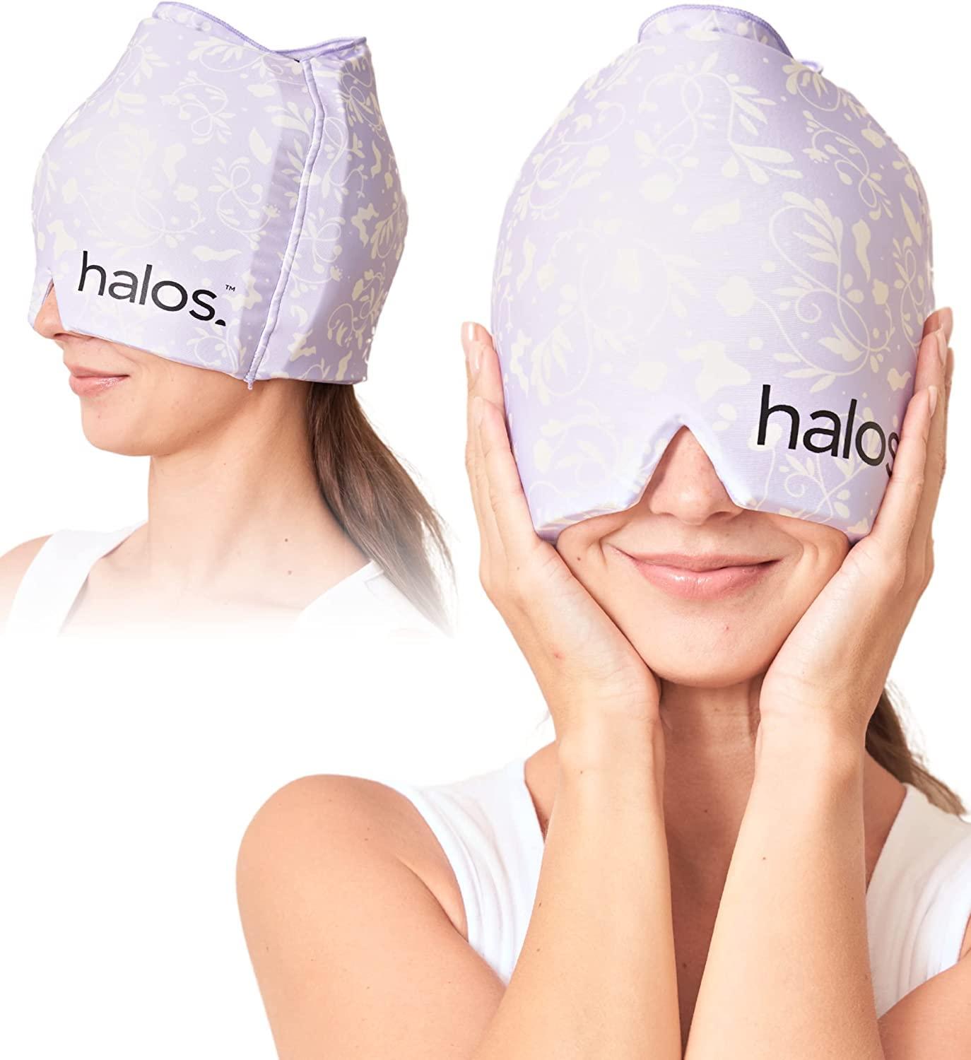HM Halo Mask Halos Migraine Relief Cap, 30% Thicker, 2X More Cooling Gel, Stays Colder for Longer, Form Fitting Ice Hat, Ice Pack Head Wrap Relief, Tension Headache Relief Cap