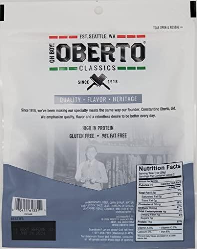 Oberto Oh Boy! Oberto Classics Thin Style Peppered Beef Jerky | 2.2 Ounce Per Bag (4)