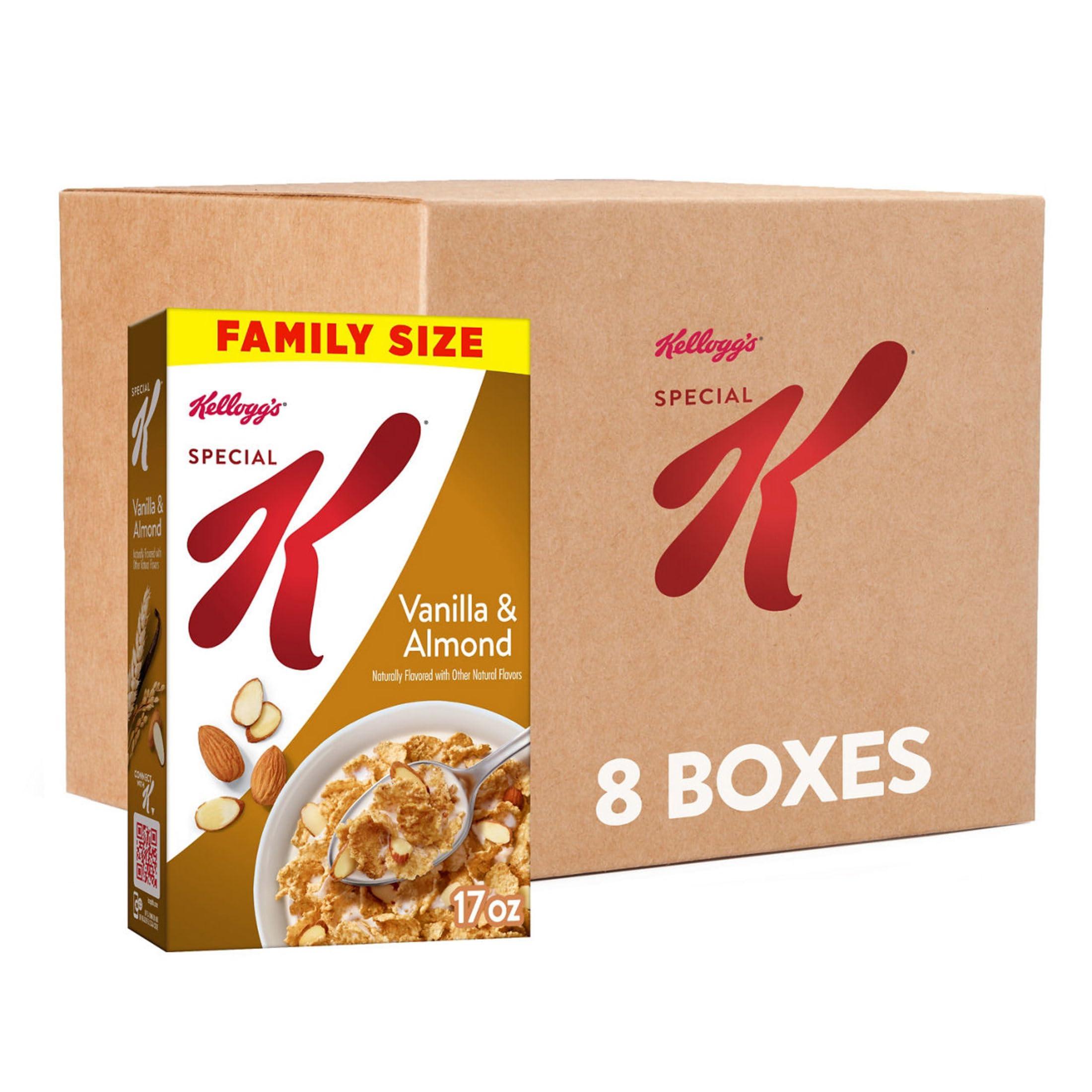 Special K Kellogg\'s Special K Breakfast Cereal, Fiber Cereal, Family Breakfast, Family Size, Vanilla and Almond (8 Boxes)