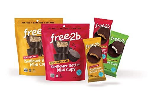 Free 2b Free 2b Sunflower Butter Mini Sun Cups, Safe for School and Allergy Friendly - Gluten-Free, Dairy-Free, Nut-Free, and Soy-Free - Chocolate, 4.2 oz Resealable Bag (Pack of 1)
