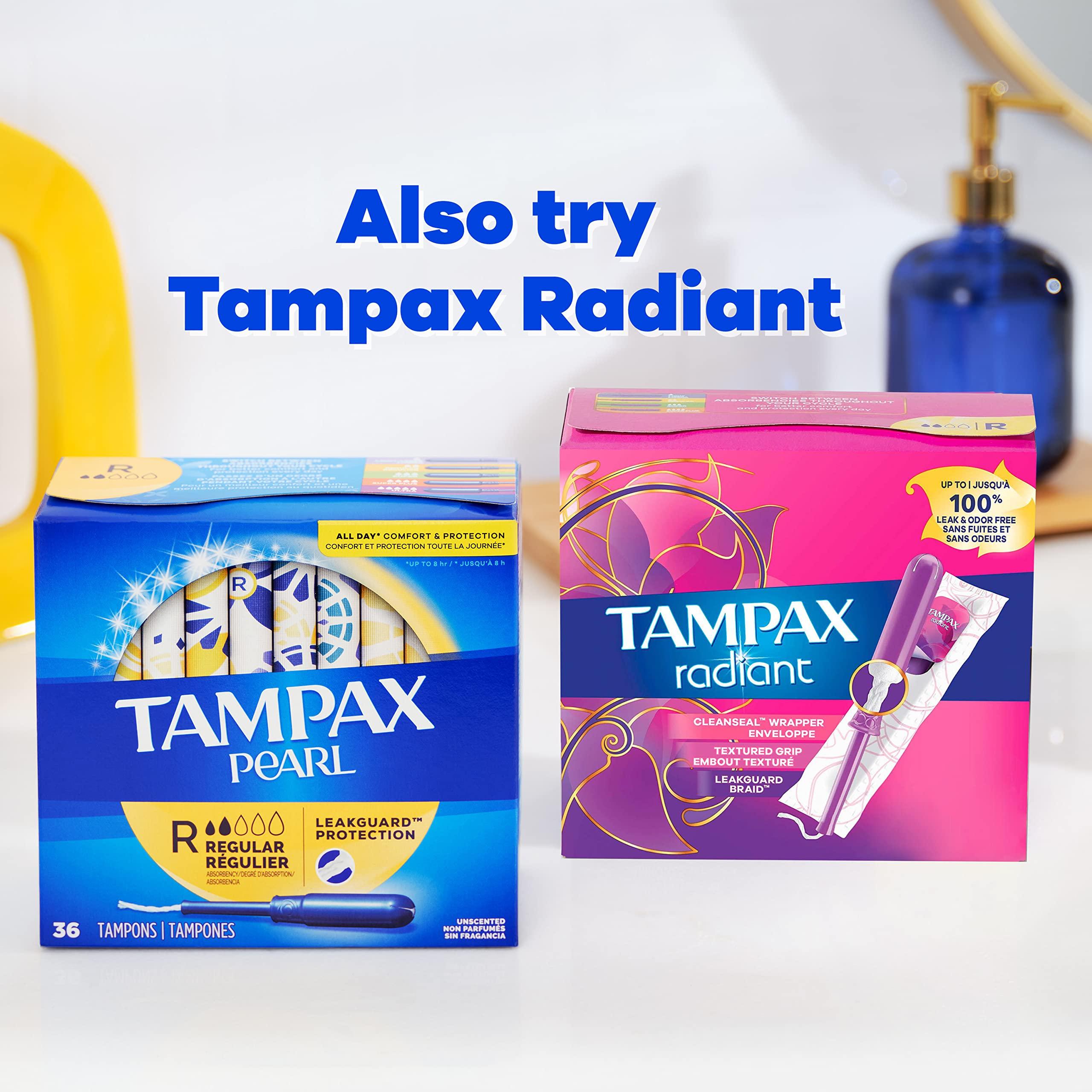 Tampax Tampax Pearl Tampons Multipack, Regular/Super Absorbency, with Leakguard Braid, Unscented, 34 Count (Pack of 2)