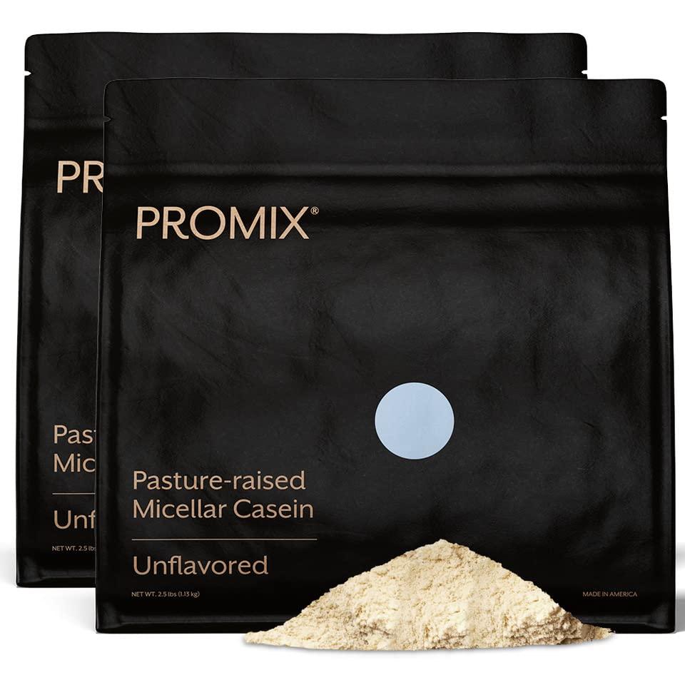 ProMix Nutrition Promix Casein Protein Powder, Unflavored - 5lb Bulk - Grass-Fed & 100% All Natural - Slow & Sustained Recovery ­Post Workout Fitness - Shakes, Smoothies, Baking & Cooking Recipes - Gluten-Free