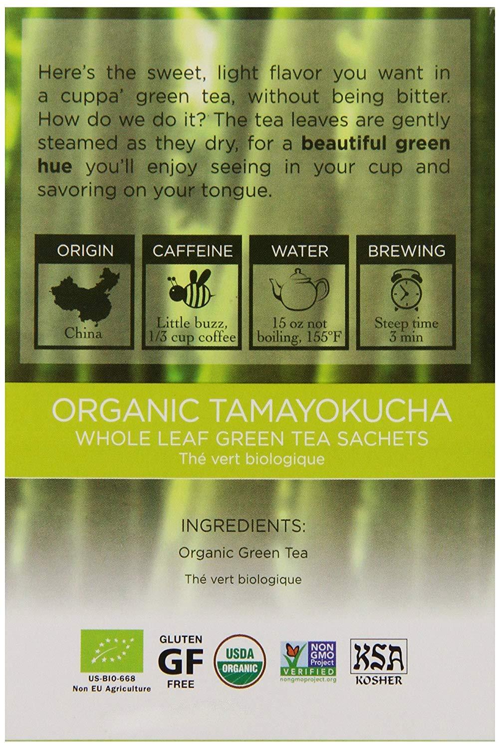 Two Leaves and a Bud Two Leaves and a Bud Organic Tamayokucha Green Tea Bags, Whole Leaf Green Tea in Compostable Sachets, Japanese Green Tea, Light Flavor, 15 Count (Pack of 6)