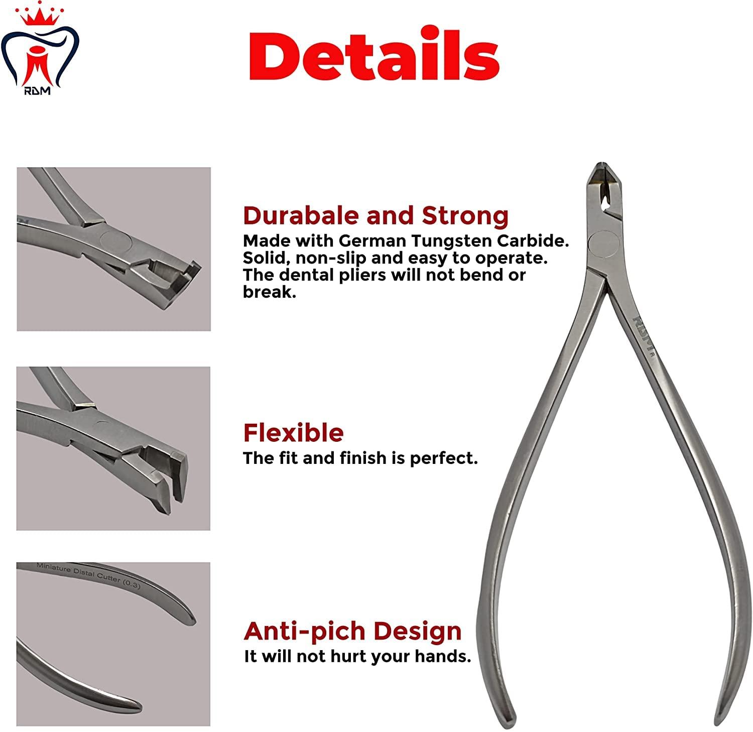 RDM German T.C Micro Miniature Distal End Cutter with Safety Hold,Cut & Hold Hard and Soft Wire Orthodontic Instruments