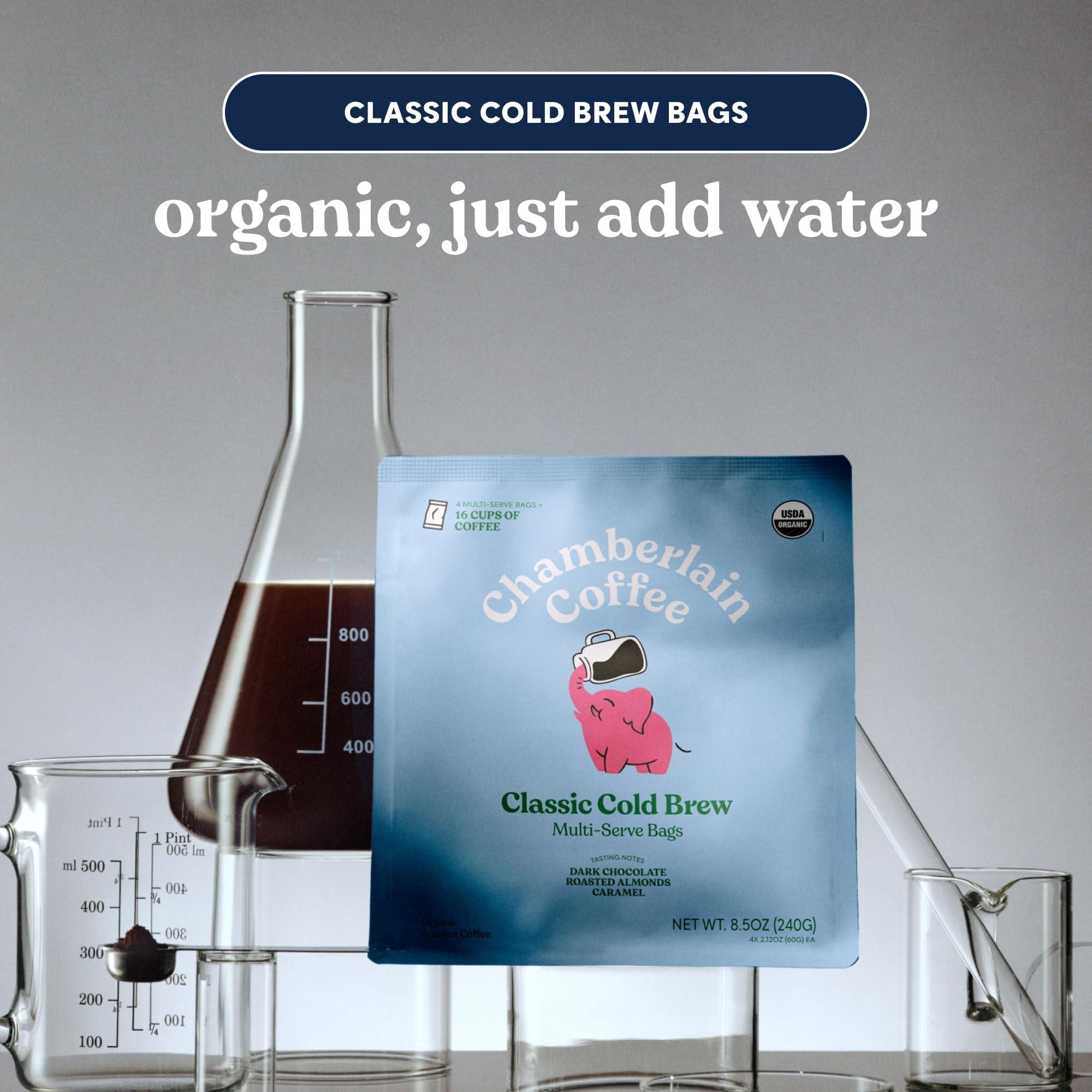 Chamberlain Coffee Chamberlain Coffee Elephant Cold Brew Bags - XL Cold Brew Bags - Premeasured, Ready to Brew, Cold Brew Coffee Packs - Contains 4 XL Cold Brew Bags, Makes 4 Cups of Coffee Per Bag