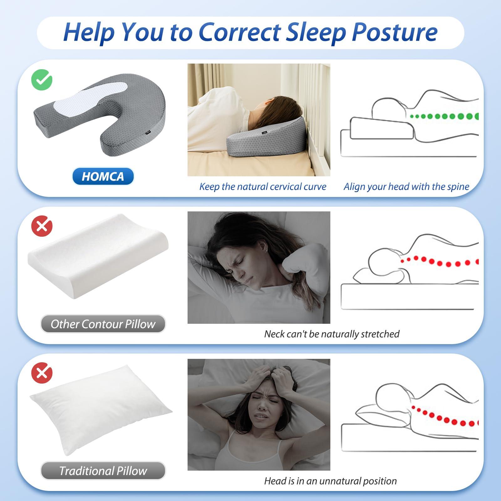 HOMCA HOMCA Side Sleeper Pillows for Adults, Memory Foam U Shaped Pillows for Neck and Shoulder Pain Relief, Ergonomic Shoulder Pillow for Side Sleepers with Cooling Removable Pillowcase