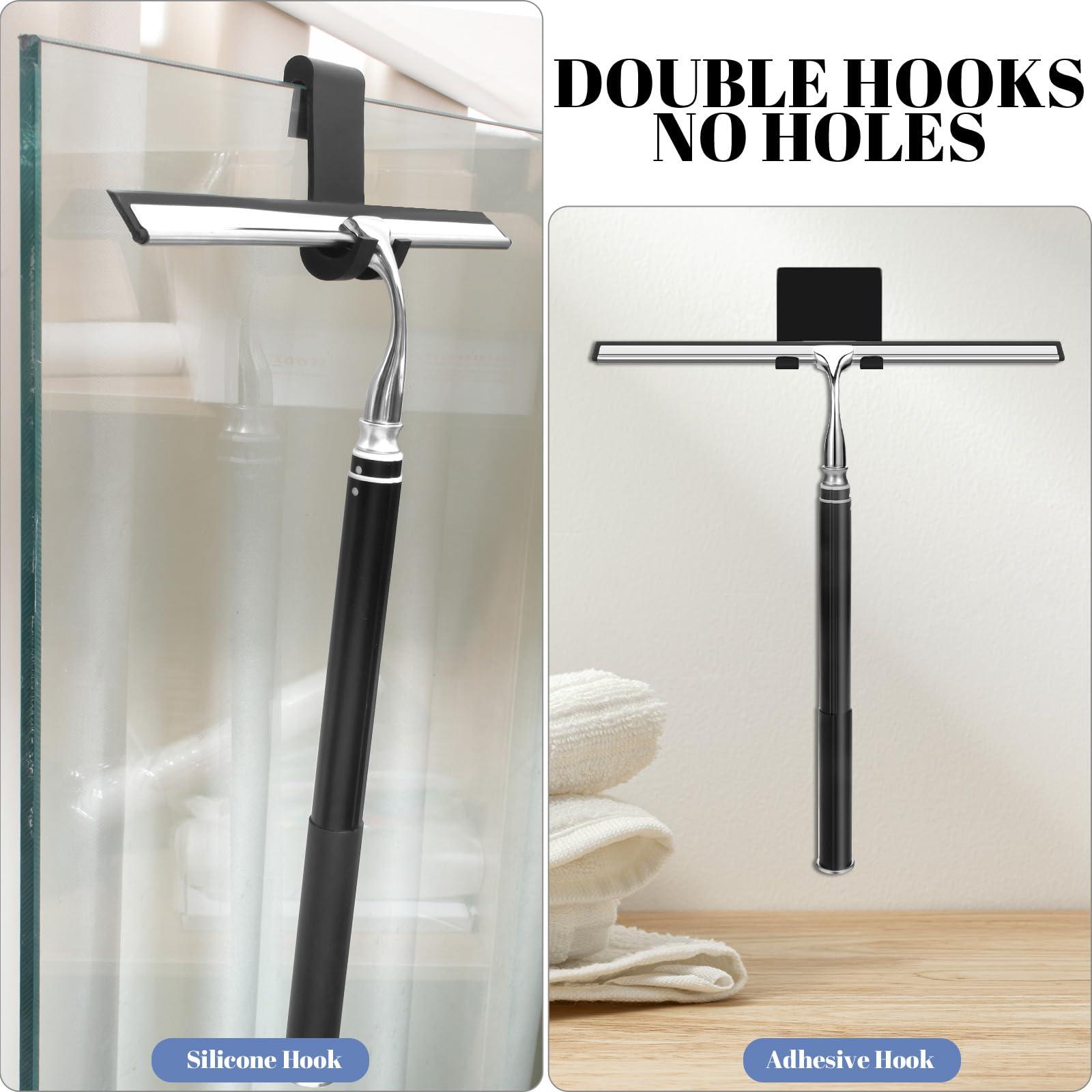 wlich Shower Squeegee with Long Handle,Window Squeegee with Extension Pole Squeegee for Shower Glass Floor Squeegee, Telescoping Shower Squeegee for Glass Door, Tile Wall, Car,Floor