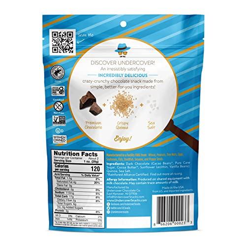 UNDERCOVER CHOCOLATE CO ZZSZRPMACV, UNDERCOVER Chocolate Crispy Quinoa Snack - DARK CHOCOLATE + SEA SALT - Gluten-Free, Nut-Free Bags, 2 Ounce (Pack of 8)