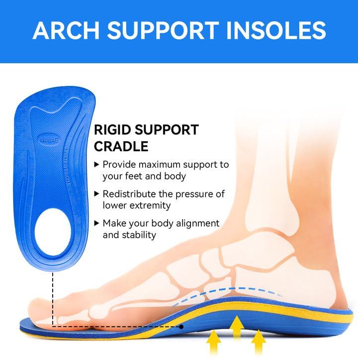 3ANGNI 3ANGNI Arch Support Orthotic Insoles for Plantar Fasciitis, 220+lbs Heavy Duty High Arch Flat Feet Orthopedic Inserts, Over-Pronation Foot Pain Insoles for Work Boot Standing All-Day Men Women