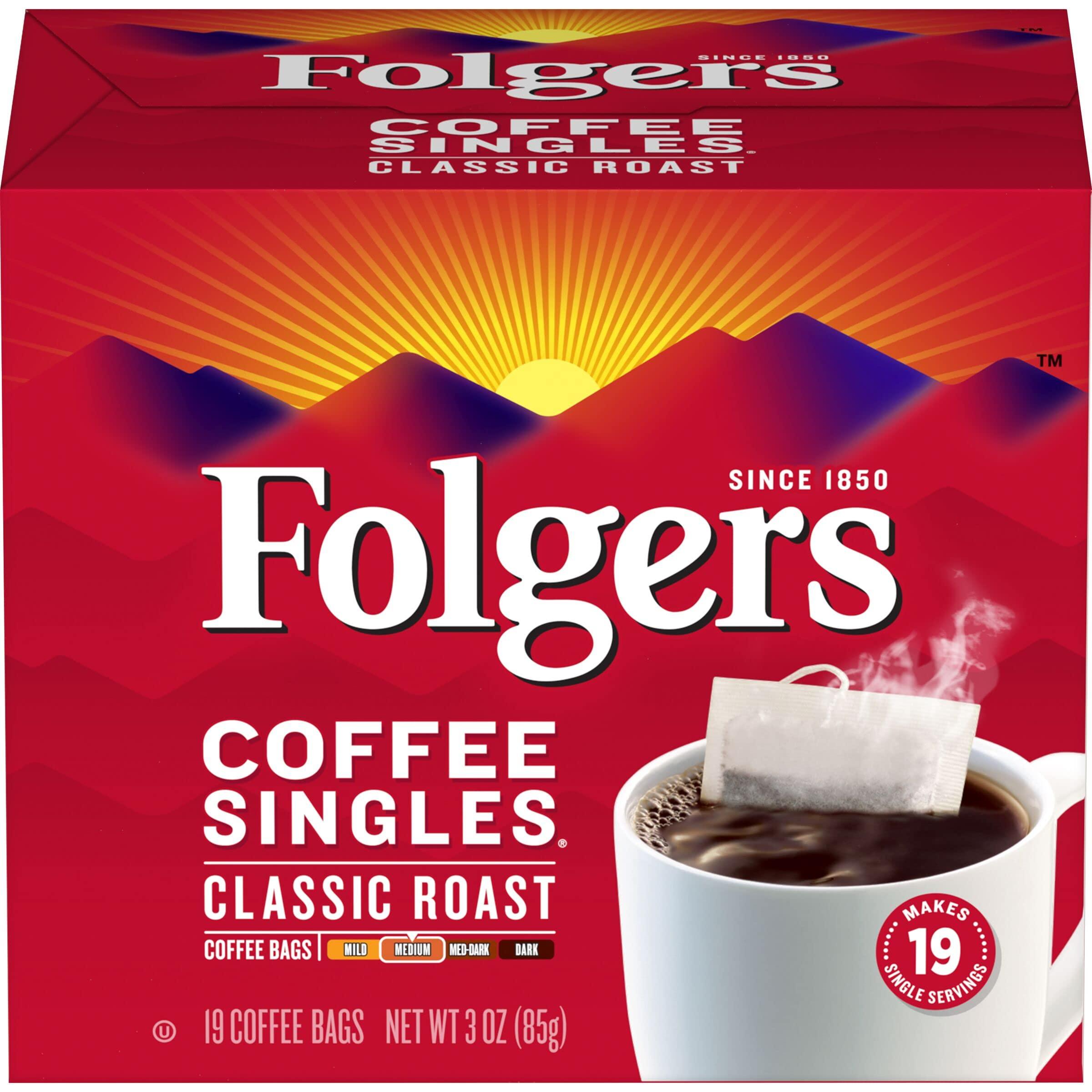 Folgers Folgers Coffee Singles Classic Medium Roast Coffee Bags 19 Count (Pack of 6)