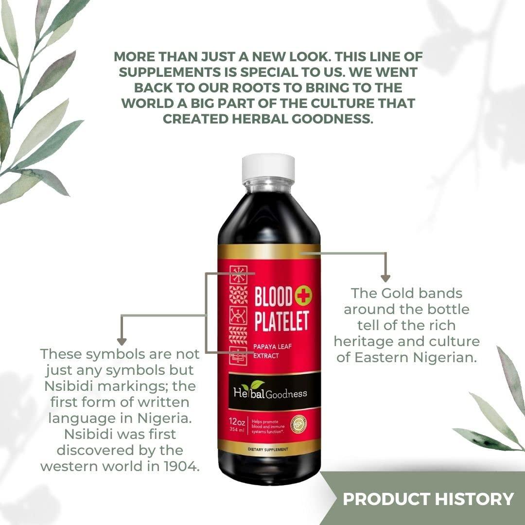 Herbal Goodness Herbal Goodness Papaya Leaf Blood Platelet Liquid Supplement 12oz - 20x Strength - Iron, Blood Platelet, Bone Marrow, Immune Support - Blood Cleanse Formula - Made in USA