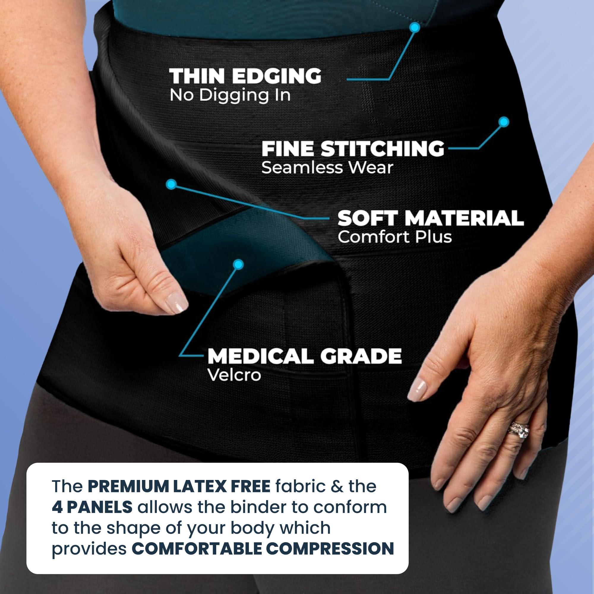 QORE LOGIQ QORE LOGIQ Plus Size Abdominal Binder Post Surgery Tummy Tuck & Postpartum Belly Band, Women & Men Adjustable 12\" Compression Wrap for Stomach & Hernia Belt for Women, Black 3XL