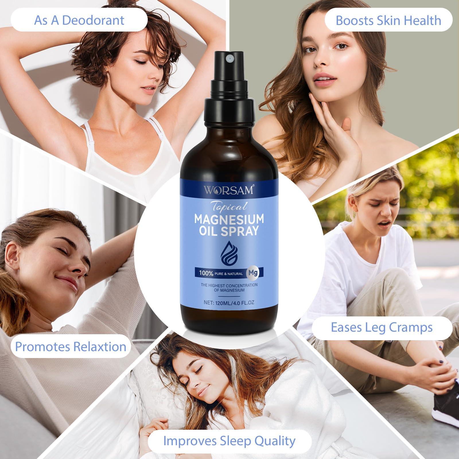 ISUNRISE Pure Magnesium Oil Spray, 100% Natural Organic Magnesium Oil, Magnesium Spray for Feet, Easy to Use and Absorption, 4.0 fl oz