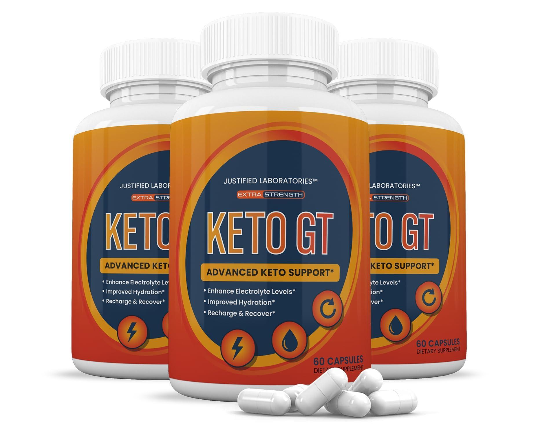Justified Laboratories (3 Pack) Keto GT Keto Pills 1275MG New & Improved Formula Contains Apple Cider Vinegar Extra Virgin Olive Oil Powder Green Tea Leaf 180 Capsules