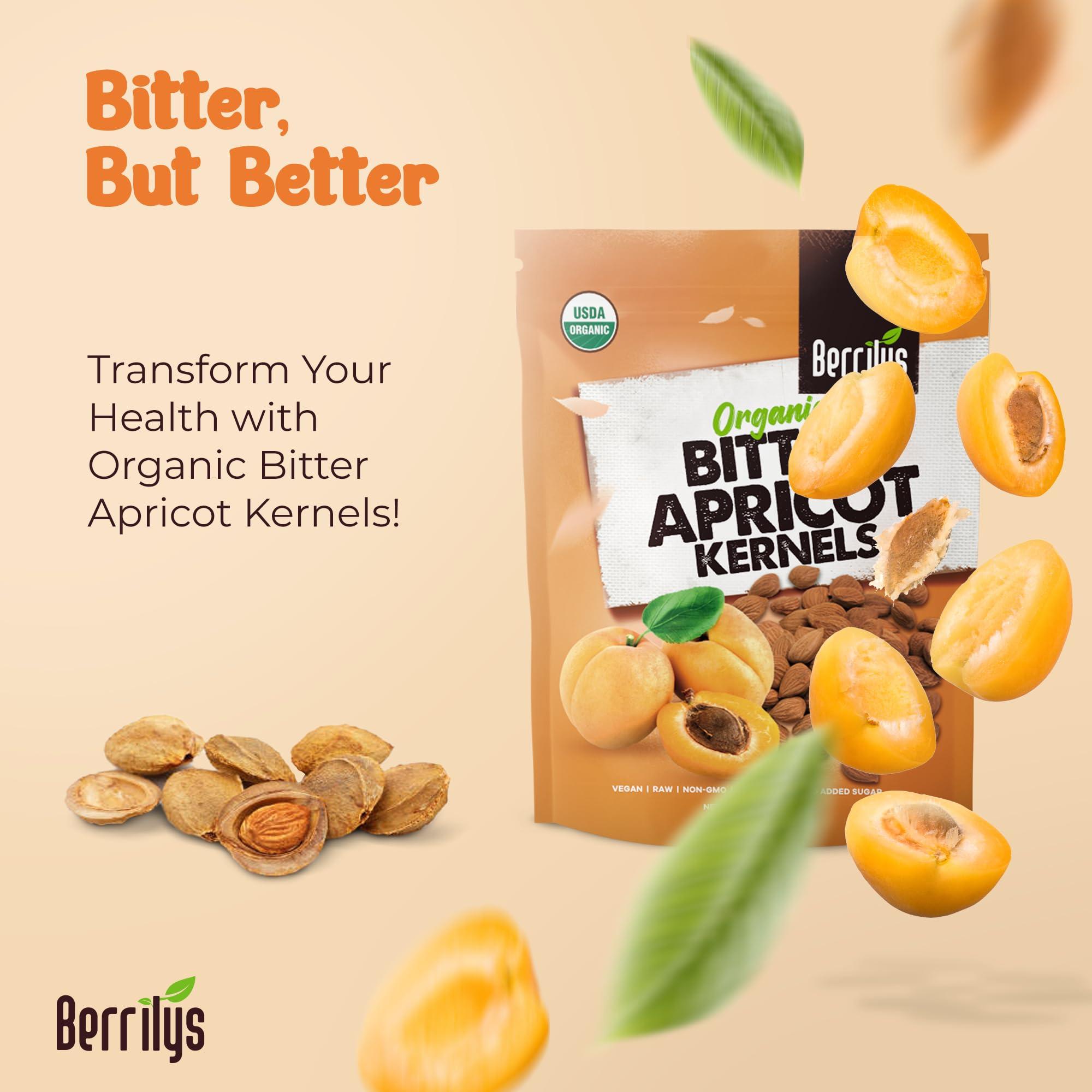 Berrilys Bitter Apricot Kernels, USDA Organic, Natural Bitter Apricot Seeds, 10 oz, Vegan, Non-GMO, Gluten Free