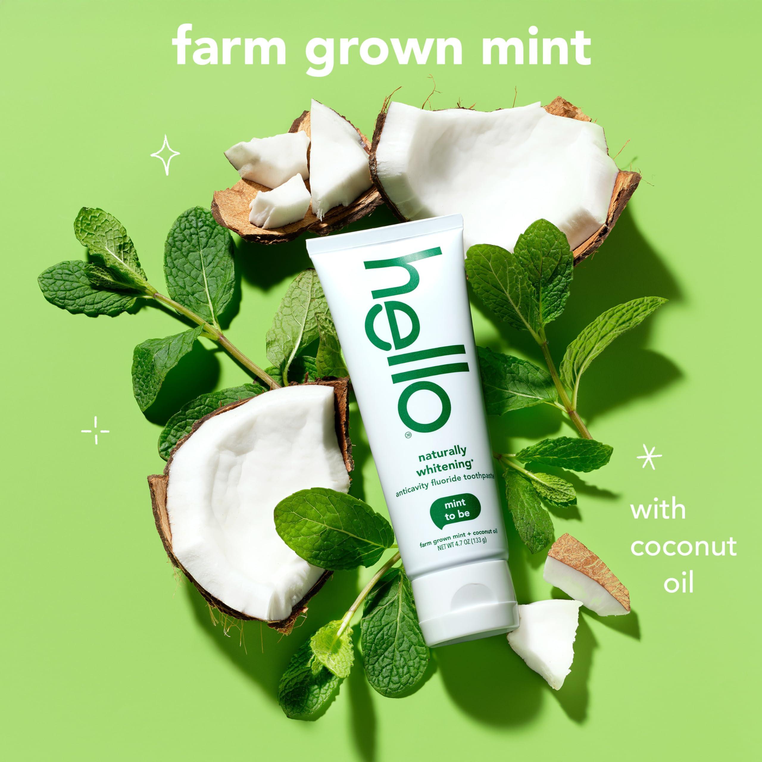 hello Hello Naturally Whitening Fluoride Toothpaste, Natural Peppermint Flavor and Tea Tree Oil, Peroxide Free, Gluten Free, SLS Free, 3 Pack, 4.7 OZ Tubes